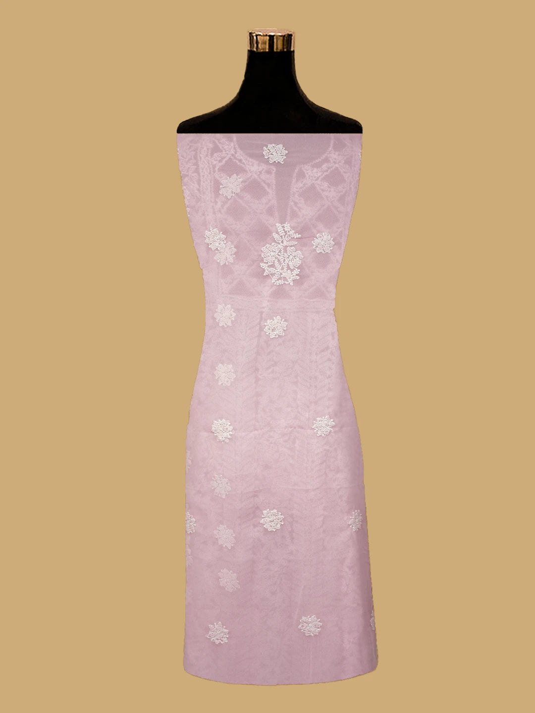Ada Hand Embroidered Pink Georgette Lucknowi Chikankari Unstitched Suit Piece 01A696674