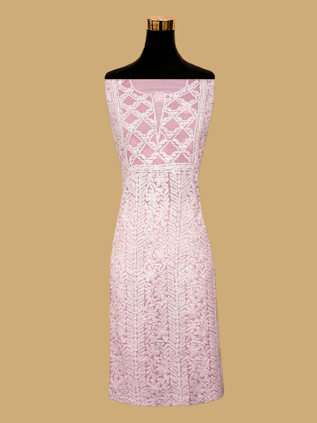 Ada Hand Embroidered Pink Georgette Lucknowi Chikankari Unstitched Suit Piece 01A696674