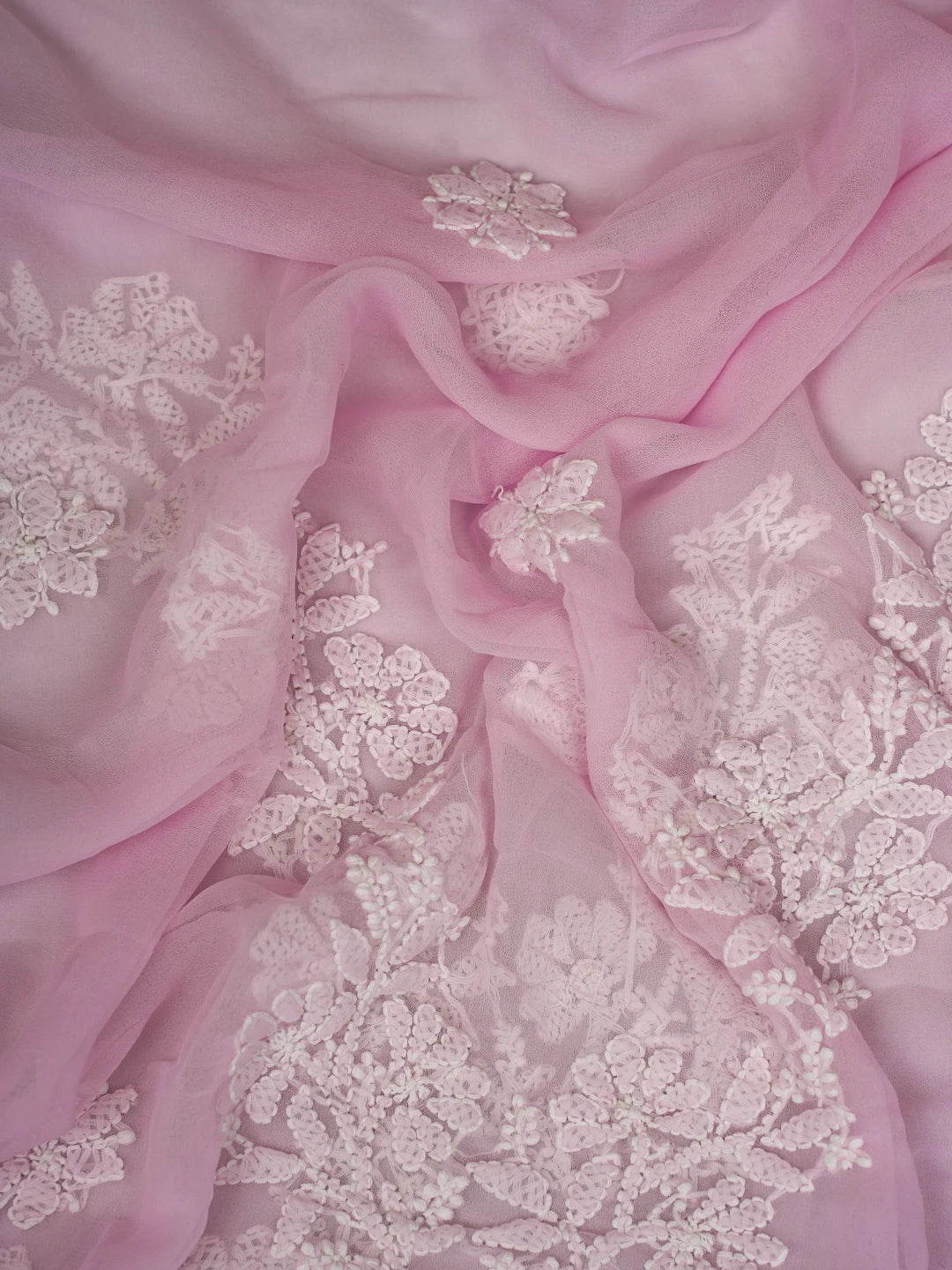 Ada Hand Embroidered Pink Georgette Lucknowi Chikankari Unstitched Suit Piece 01A696674