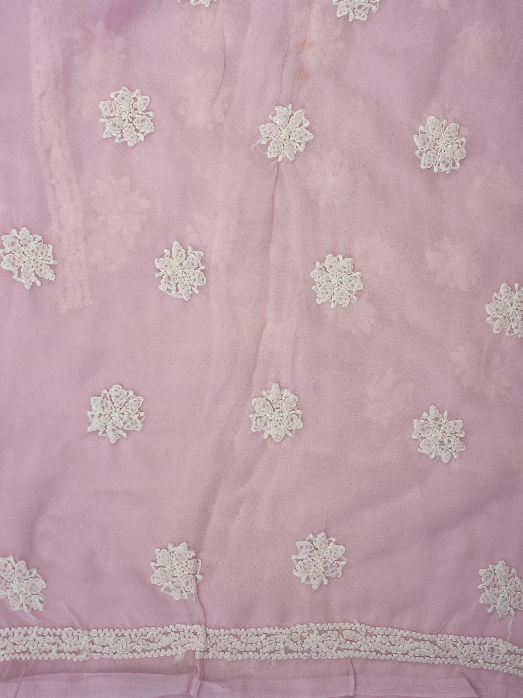Ada Hand Embroidered Pink Georgette Lucknowi Chikankari Unstitched Suit Piece 01A696674