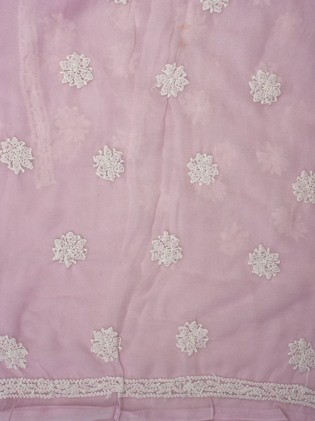 Ada Hand Embroidered Pink Georgette Lucknowi Chikankari Unstitched Suit Piece 01A696674