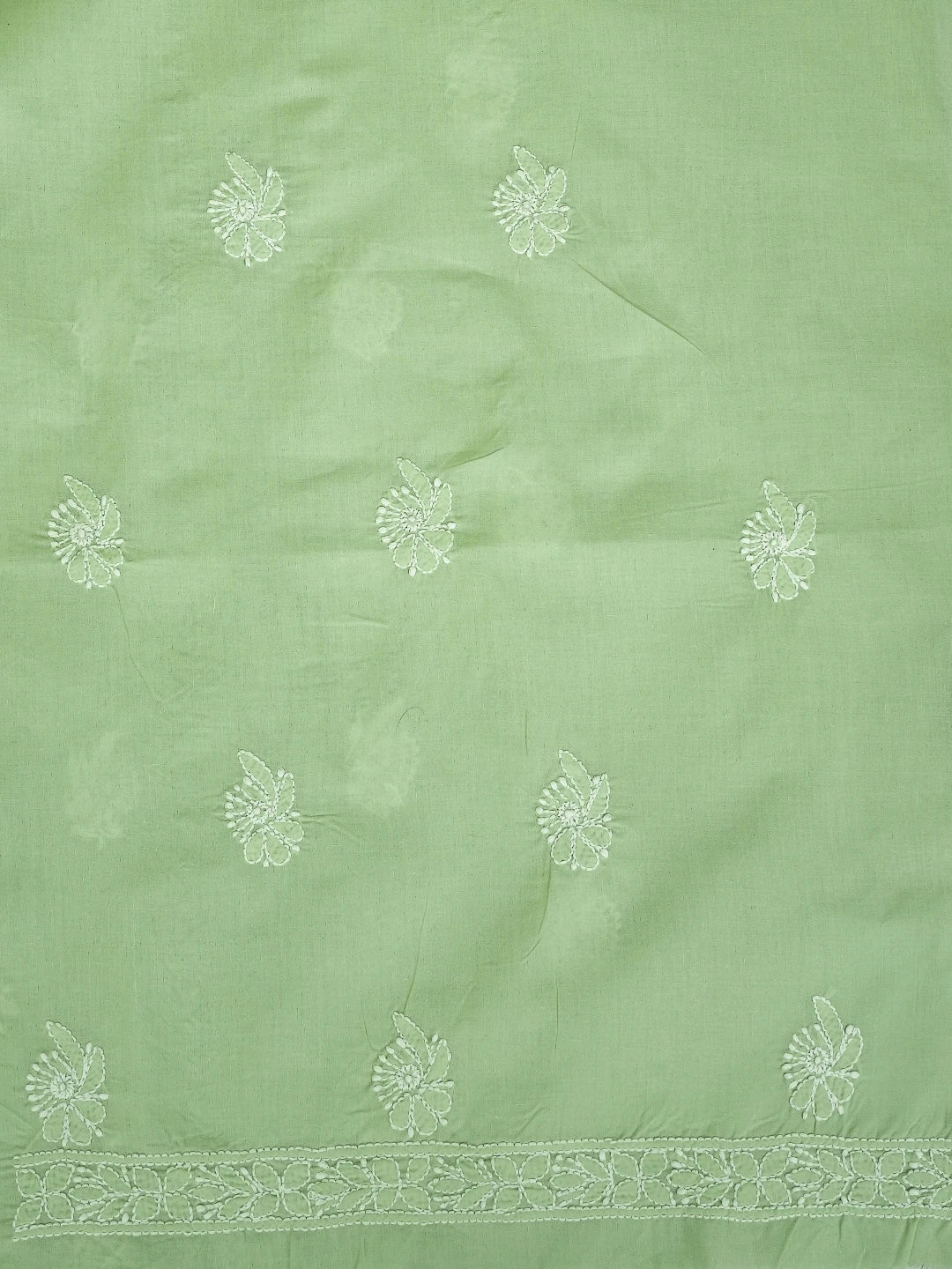 Ada Hand Embroidered Light Pastel Green Cotton Lucknowi Chikankari Unstitched Men's Kurta Piece 01A706038