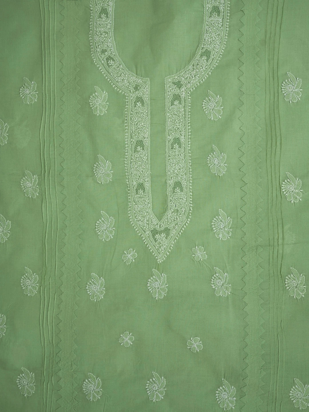 Ada Hand Embroidered Light Pastel Green Cotton Lucknowi Chikankari Unstitched Men's Kurta Piece 01A706038