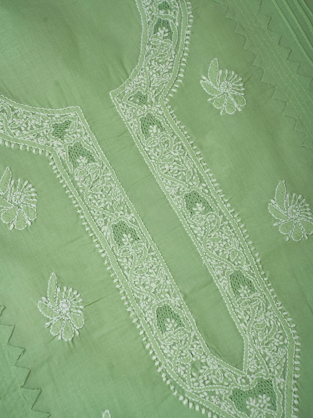 Ada Hand Embroidered Light Pastel Green Cotton Lucknowi Chikankari Unstitched Men's Kurta Piece 01A706038