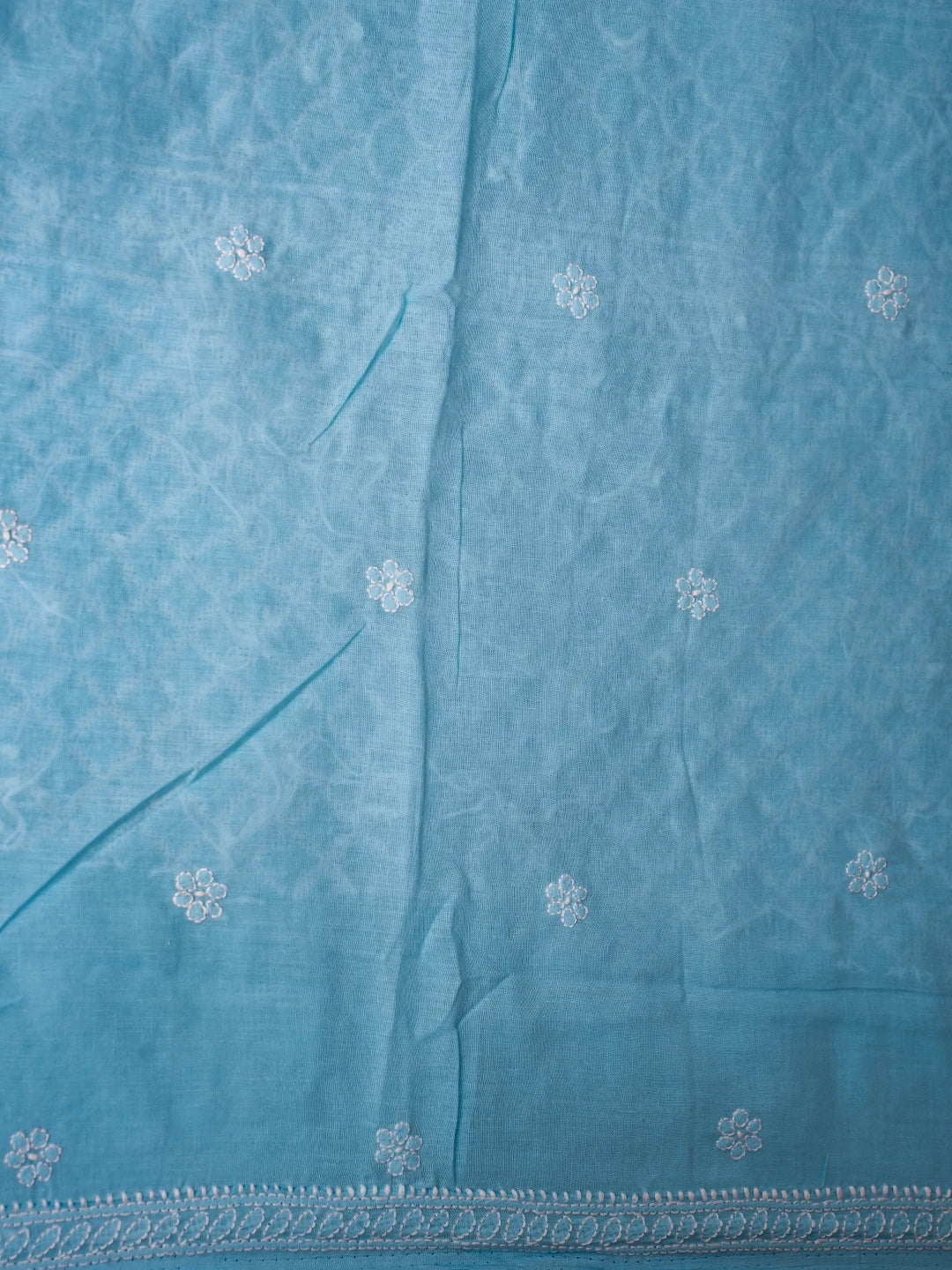 Ada Hand Embroidered Blue Cotton Lucknowi Chikankari Unstitched Kurta Piece 01A724505