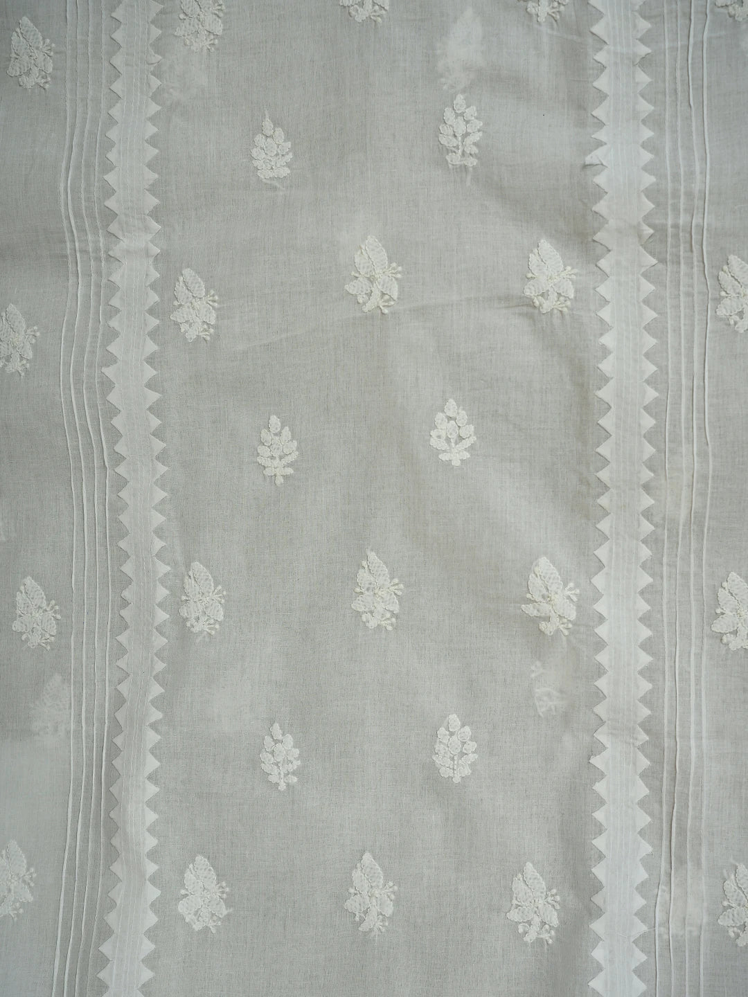 Ada Hand Embroidered White Cotton Lucknowi Chikankari Unstitched Men's Kurta Piece 01A706061