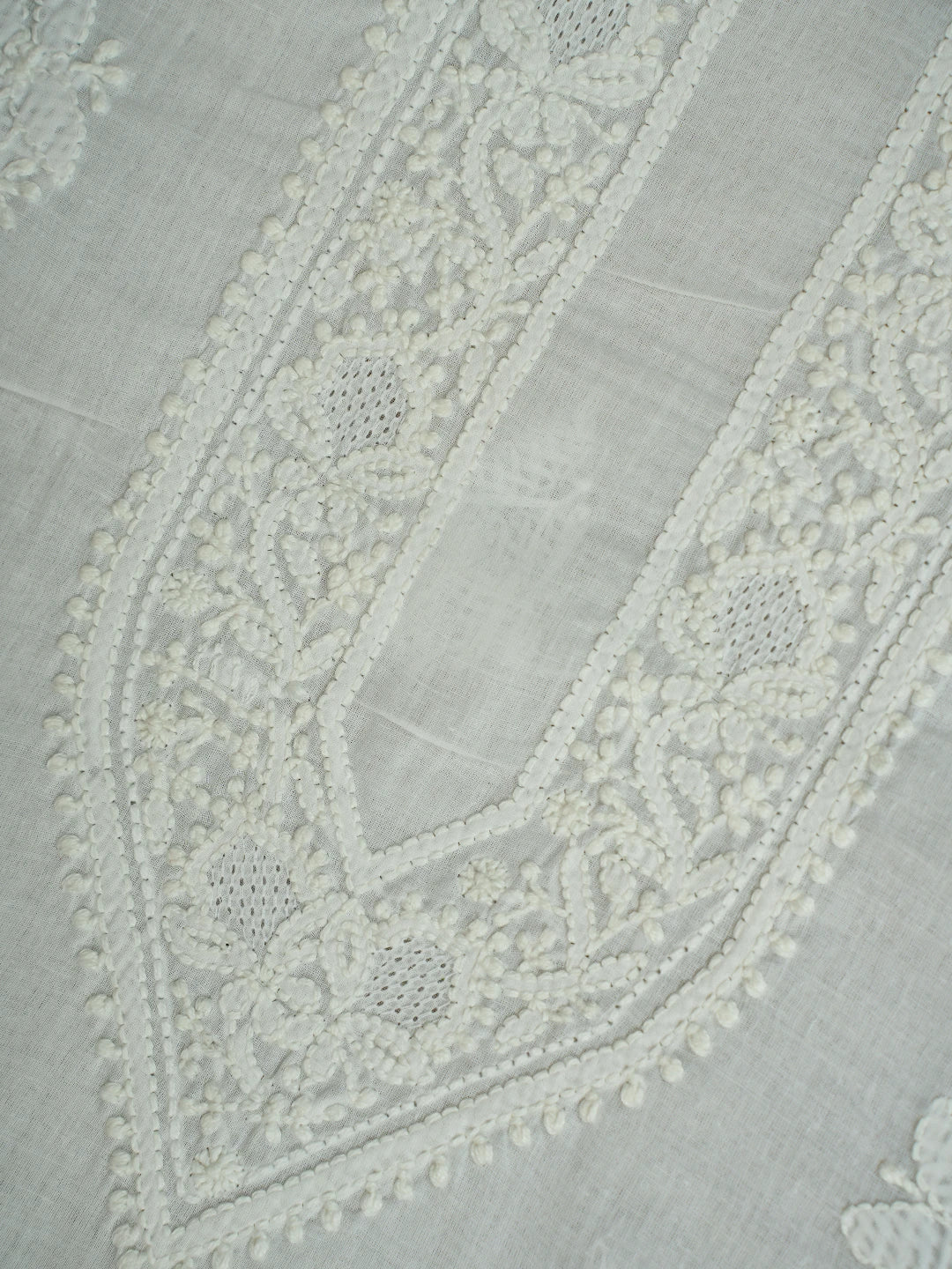 Ada Hand Embroidered White Cotton Lucknowi Chikankari Unstitched Men's Kurta Piece 01A706061