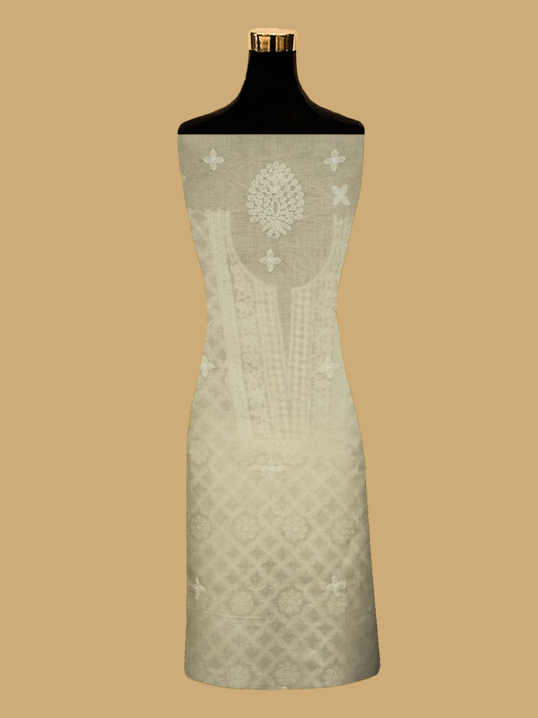 Ada Hand Embroidered Fawn Cotton Lucknowi Chikankari Unstitched Kurta Piece 01A724497