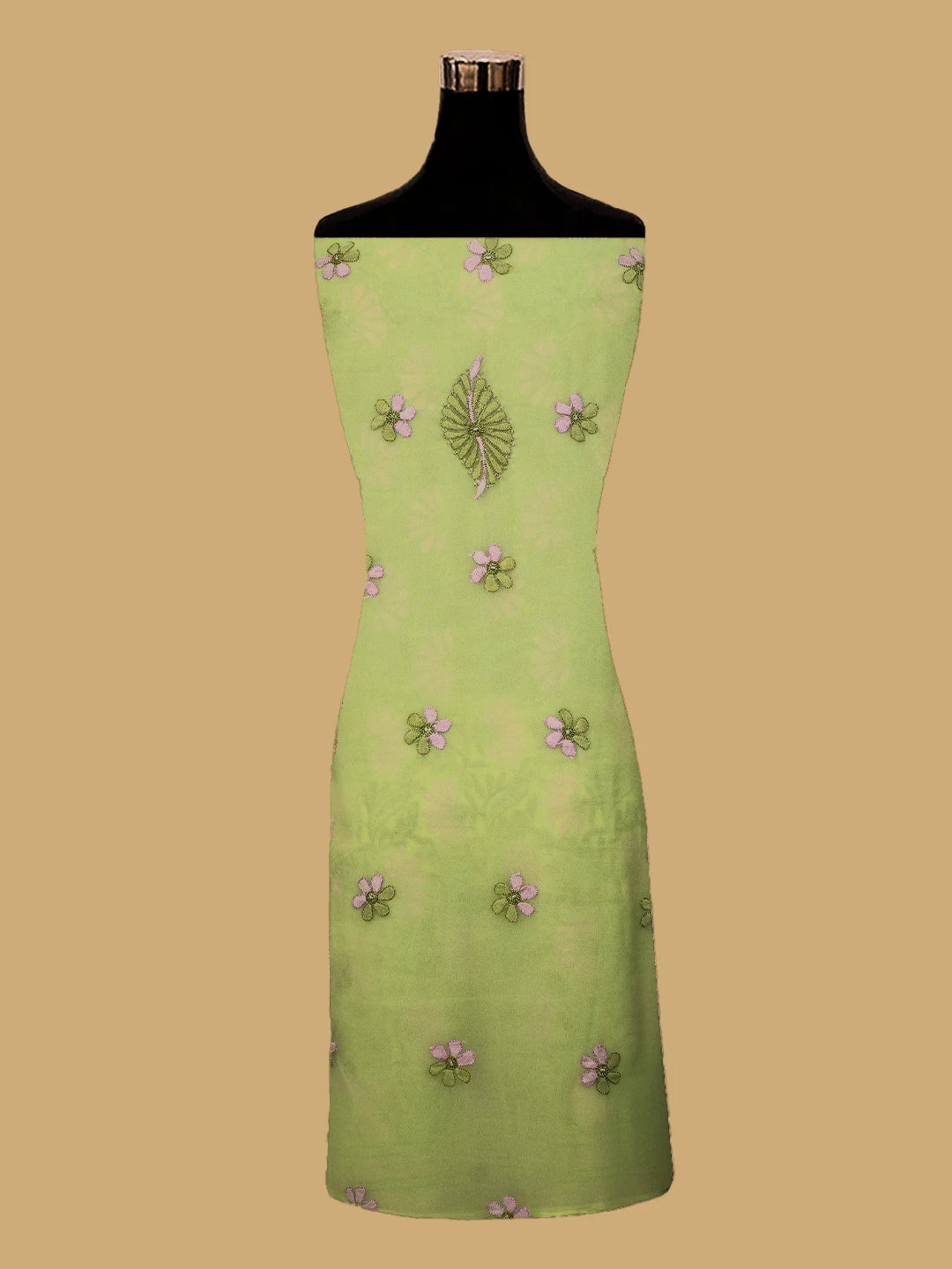 Ada Hand Embroidered Lime Green Georgette Lucknowi Chikankari Unstitched Suit Piece 01A726770