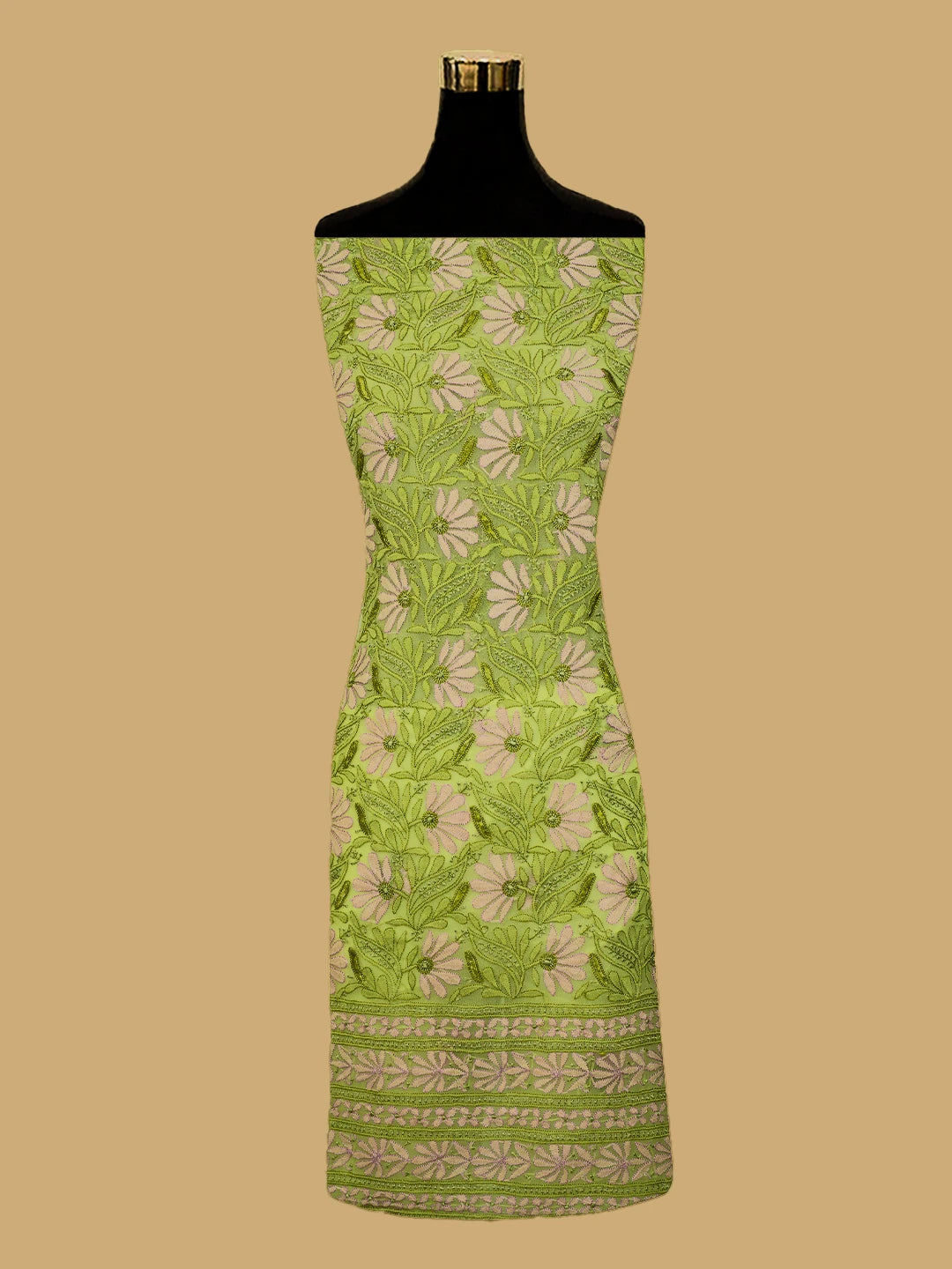 Ada Hand Embroidered Lime Green Georgette Lucknowi Chikankari Unstitched Suit Piece 01A726770
