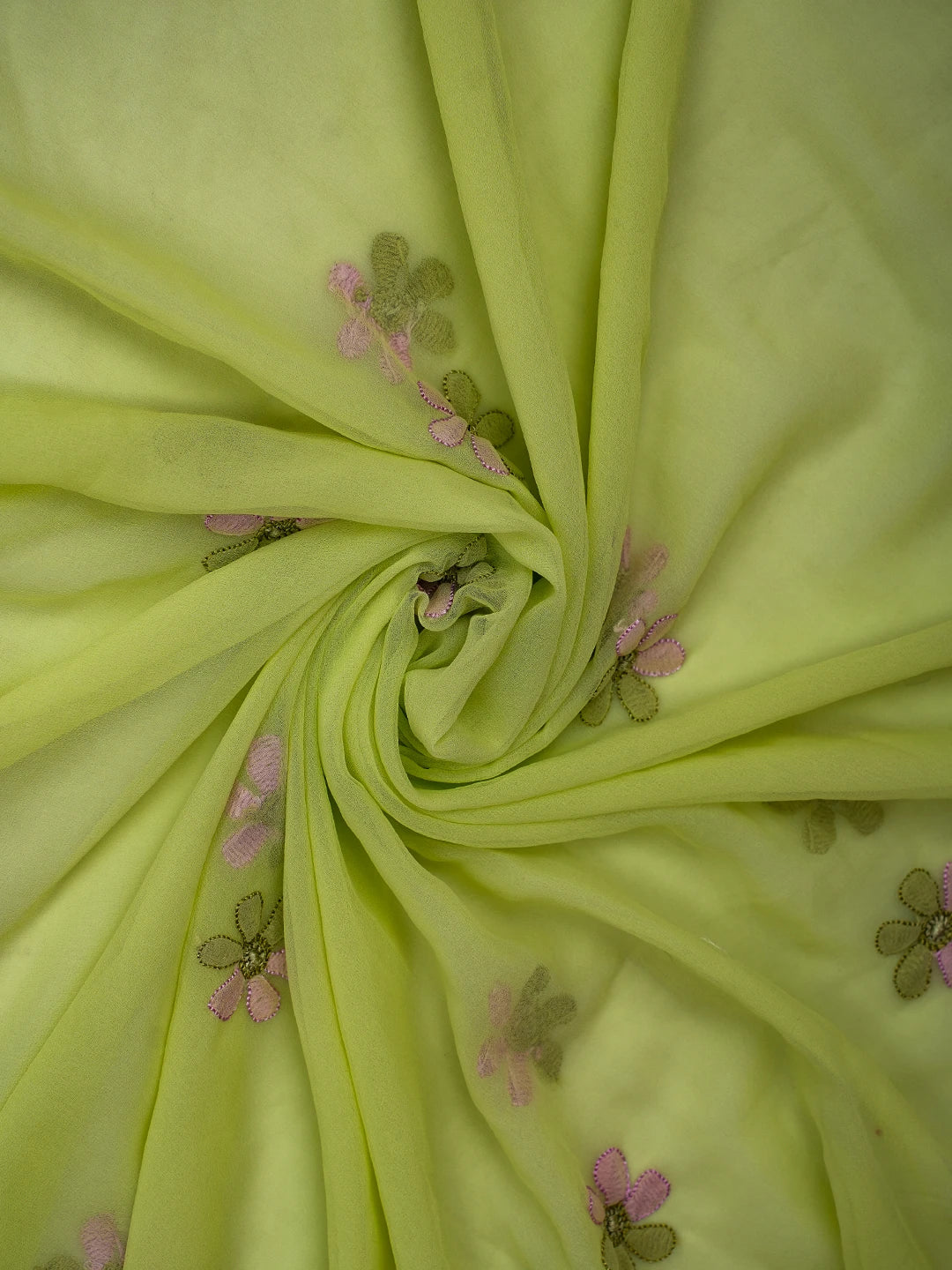 Ada Hand Embroidered Lime Green Georgette Lucknowi Chikankari Unstitched Suit Piece 01A726770