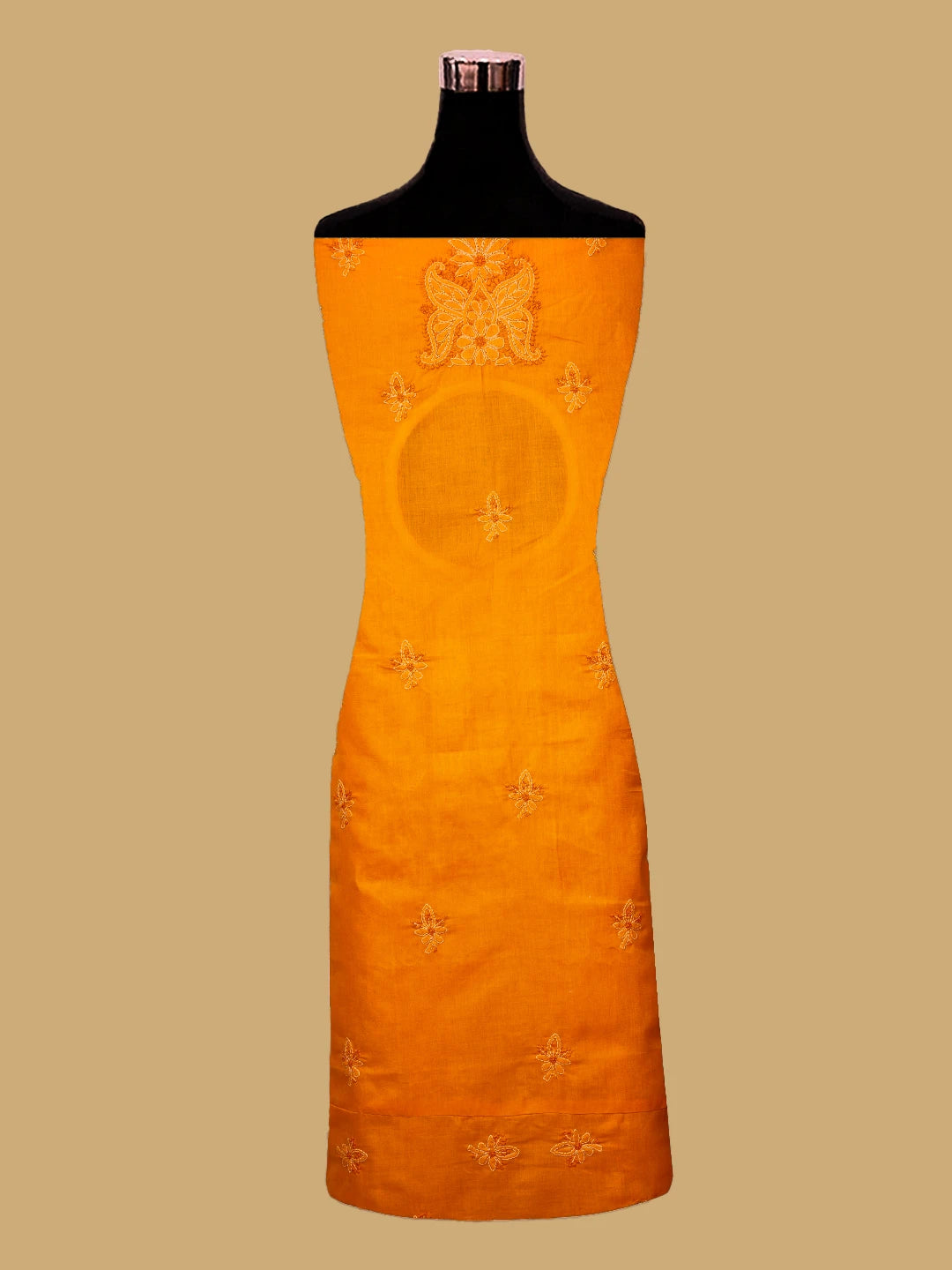 Ada Hand Embroidered Orange Peel Cotton Lucknowi Chikankari Semi-Stitched Suit Piece 01A723664