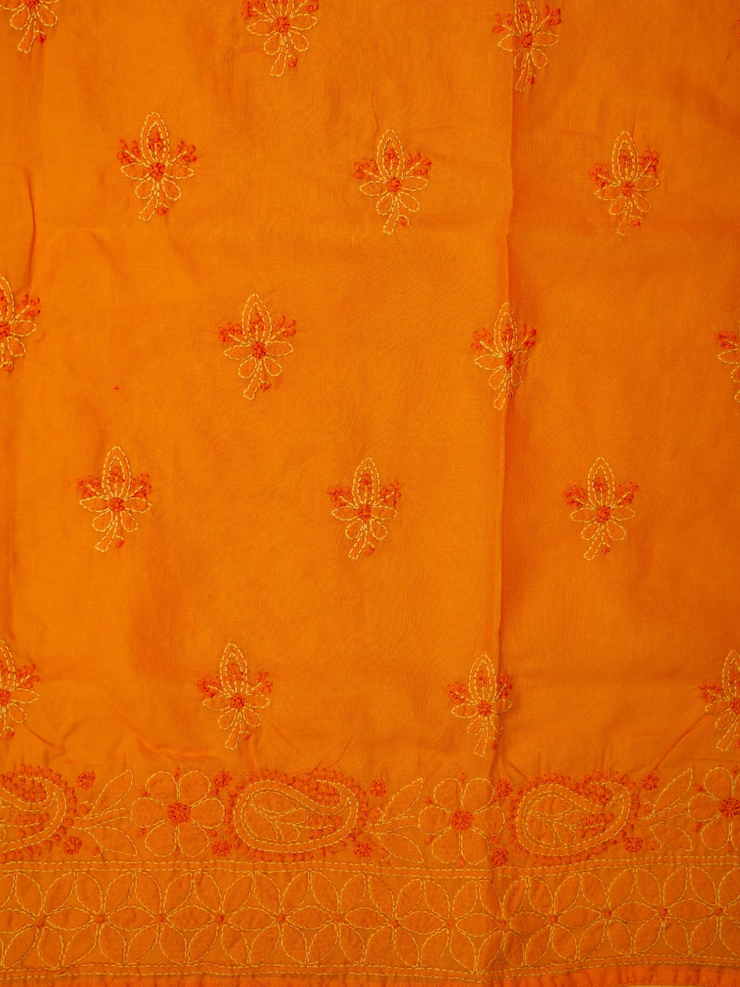 Ada Hand Embroidered Orange Peel Cotton Lucknowi Chikankari Semi-Stitched Suit Piece 01A723664