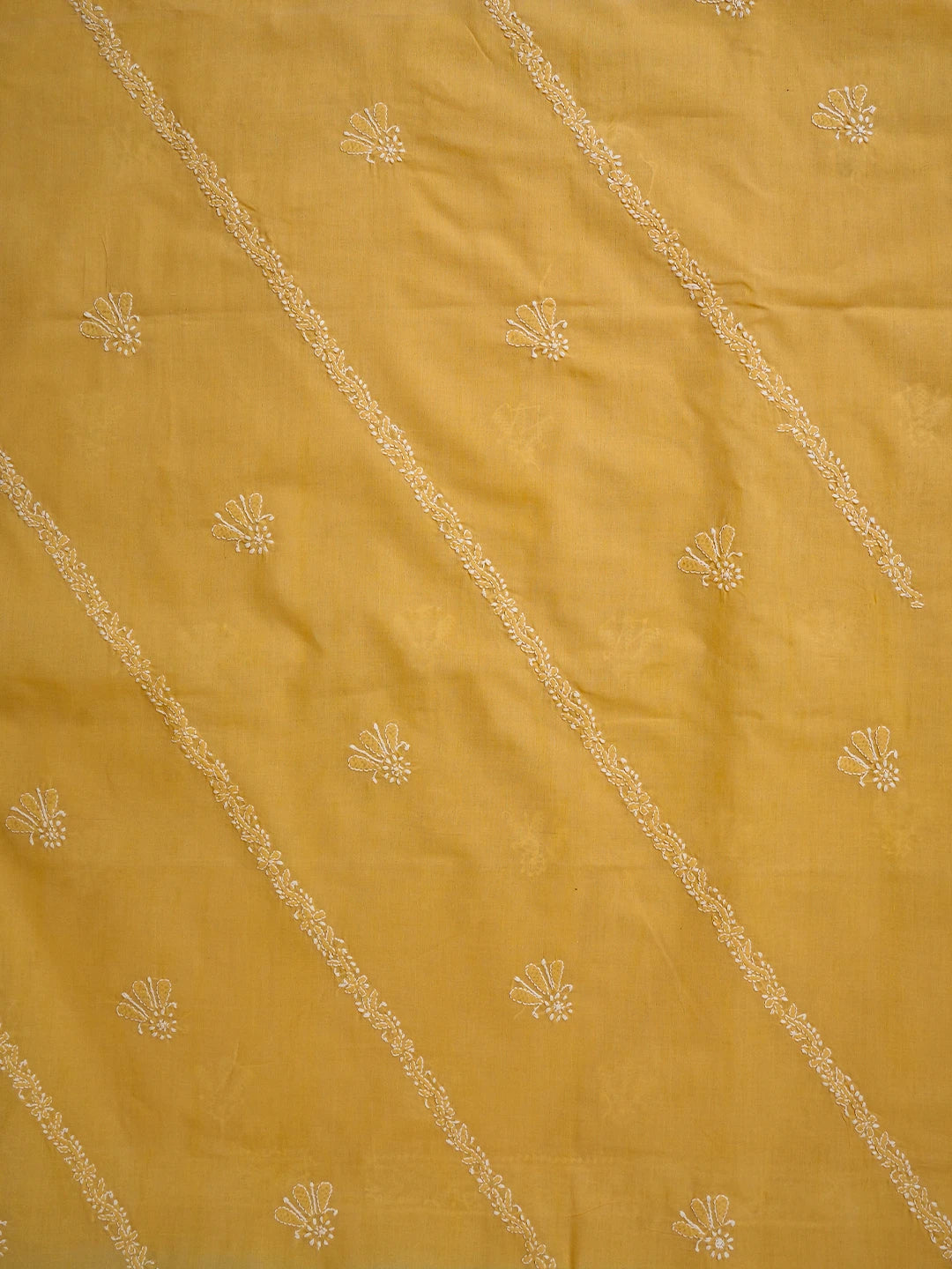 Ada Hand Embroidered Yellow Cotton Lucknowi Chikankari Unstitched Men's Kurta Piece 01A706116