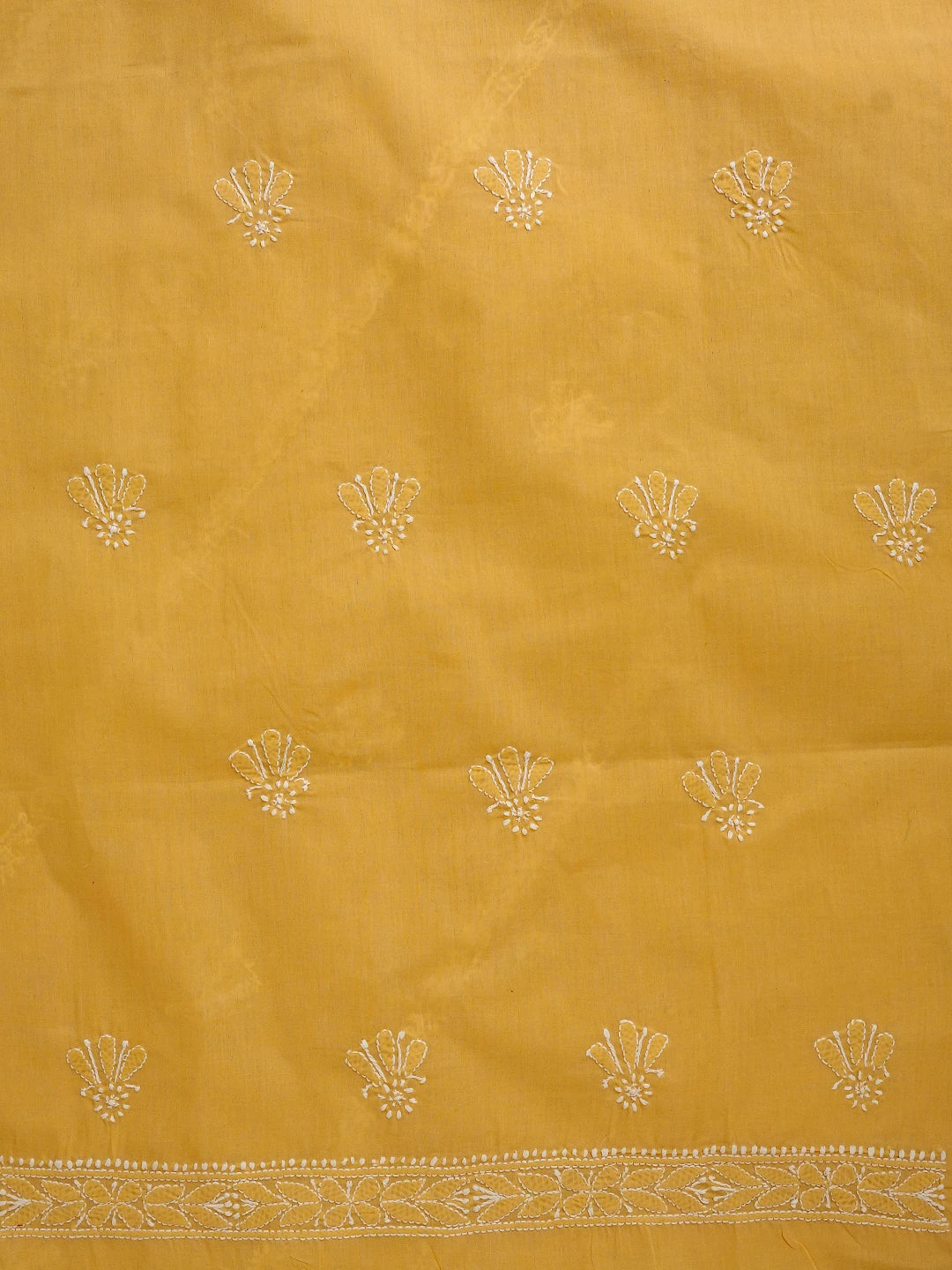 Ada Hand Embroidered Yellow Cotton Lucknowi Chikankari Unstitched Men's Kurta Piece 01A706116
