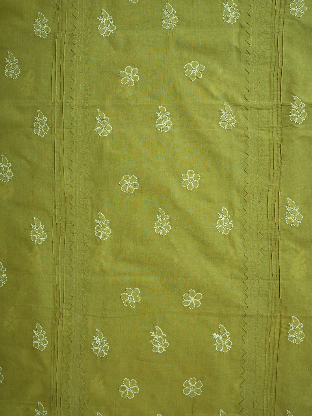 Ada Hand Embroidered Mehandi Green Cotton Lucknowi Chikankari Unstitched Men's Kurta Piece 01A706048