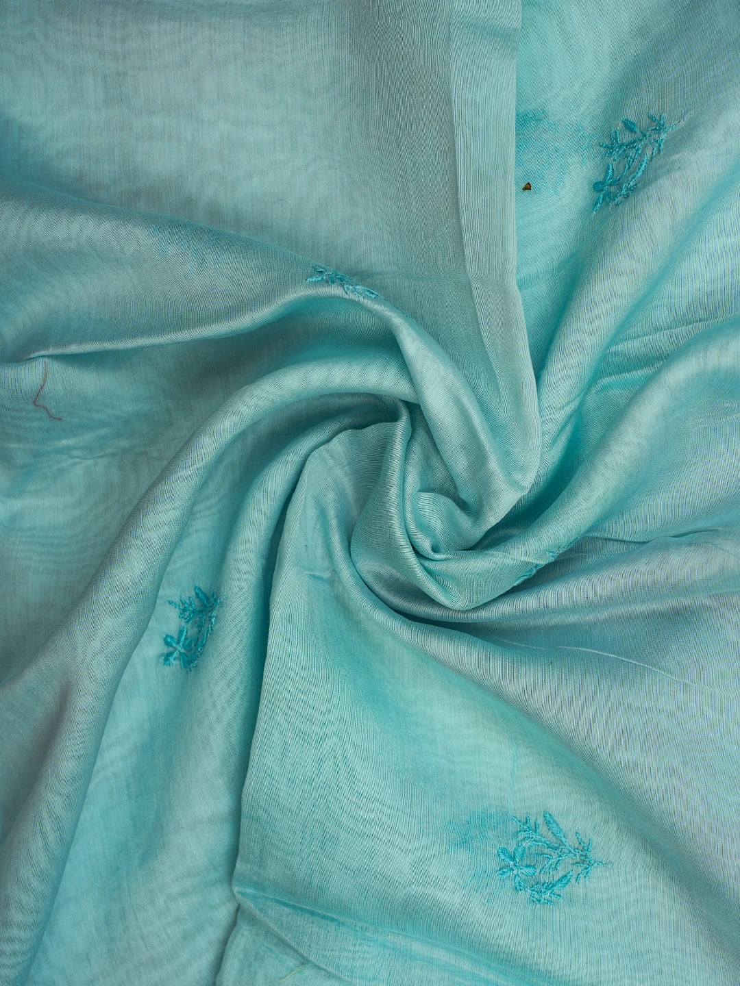 Ada Hand Embroidered Ice Blue Chanderi Lucknowi Chikankari Unstitched Kurta Dupatta Set 01A712847