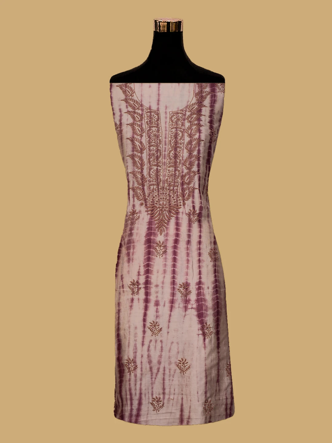 Ada Hand Embroidered Onion Pink Silk Lucknowi Chikankari Unstitched Kurta Dupatta Set 01A669140