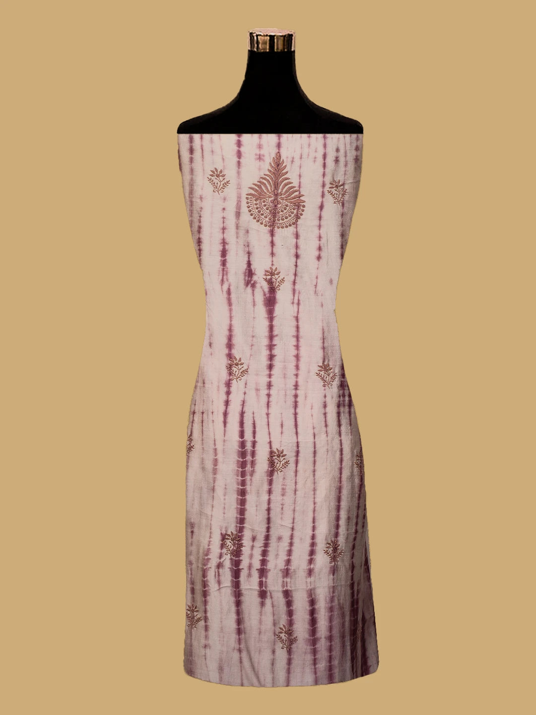 Ada Hand Embroidered Onion Pink Silk Lucknowi Chikankari Unstitched Kurta Dupatta Set 01A669140