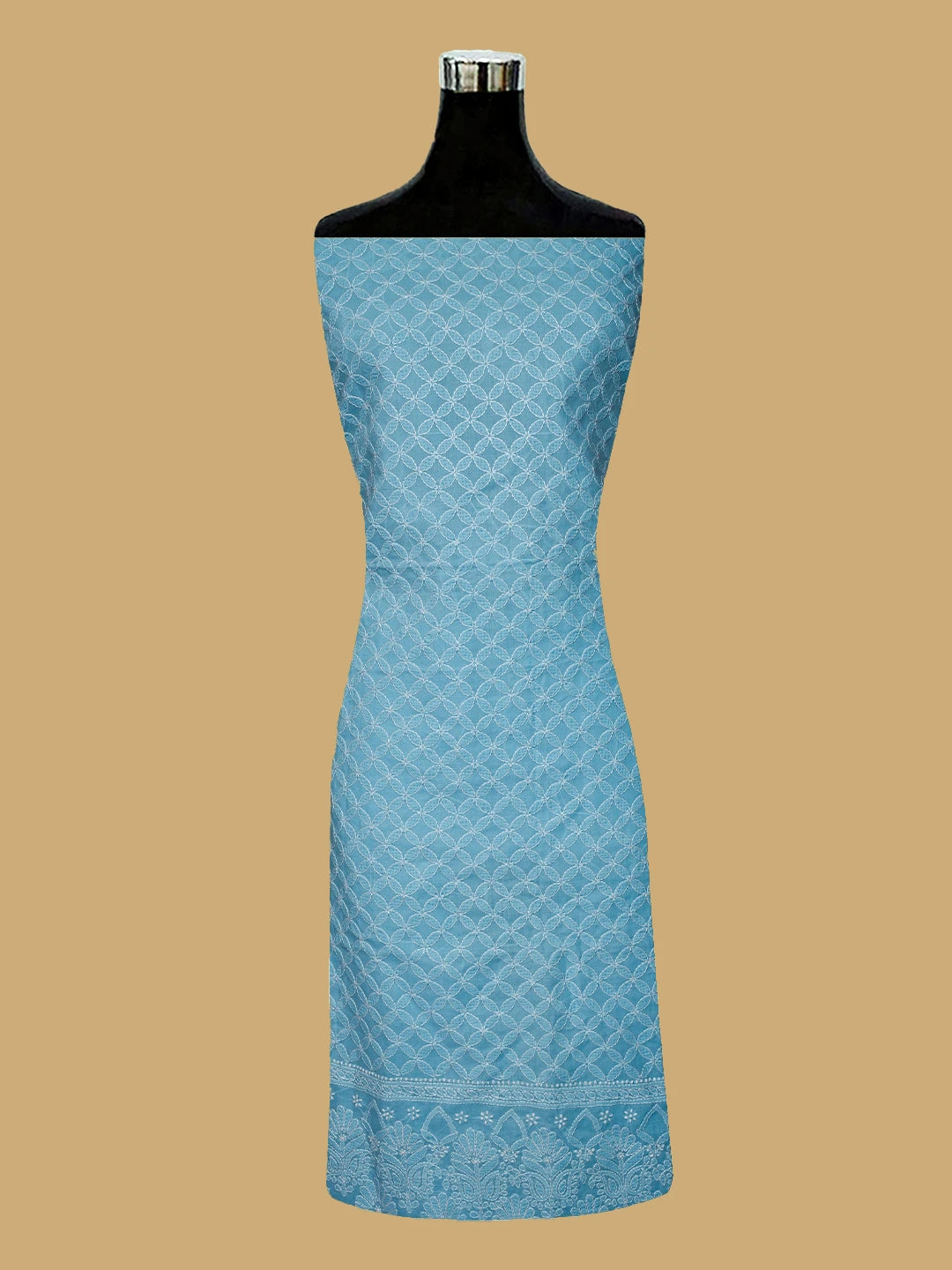 Ada Hand Embroidered Blue Cotton Lucknowi Chikankari Unstitched Kurta Piece 01A724662