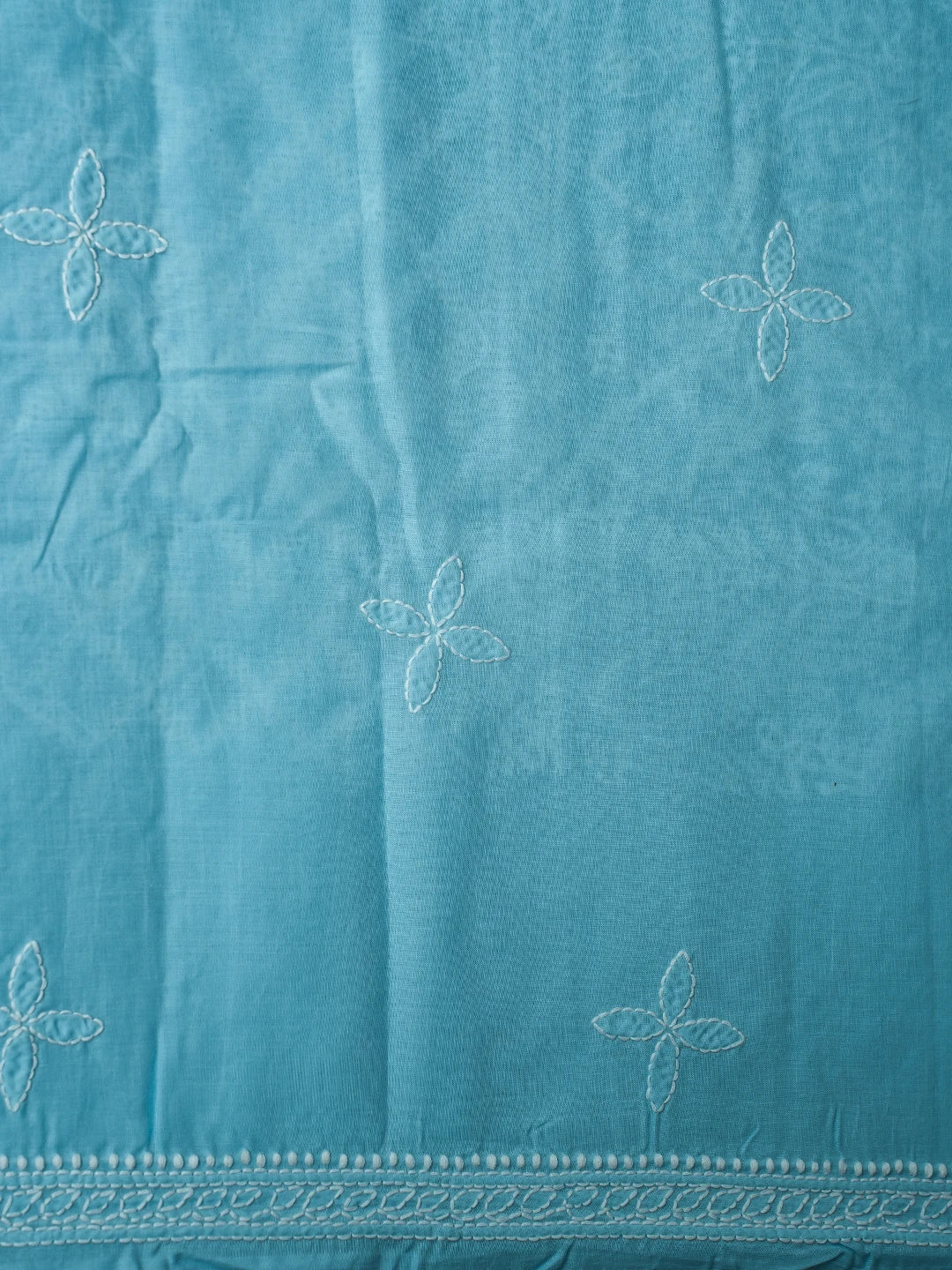 Ada Hand Embroidered Blue Cotton Lucknowi Chikankari Unstitched Kurta Piece 01A724662