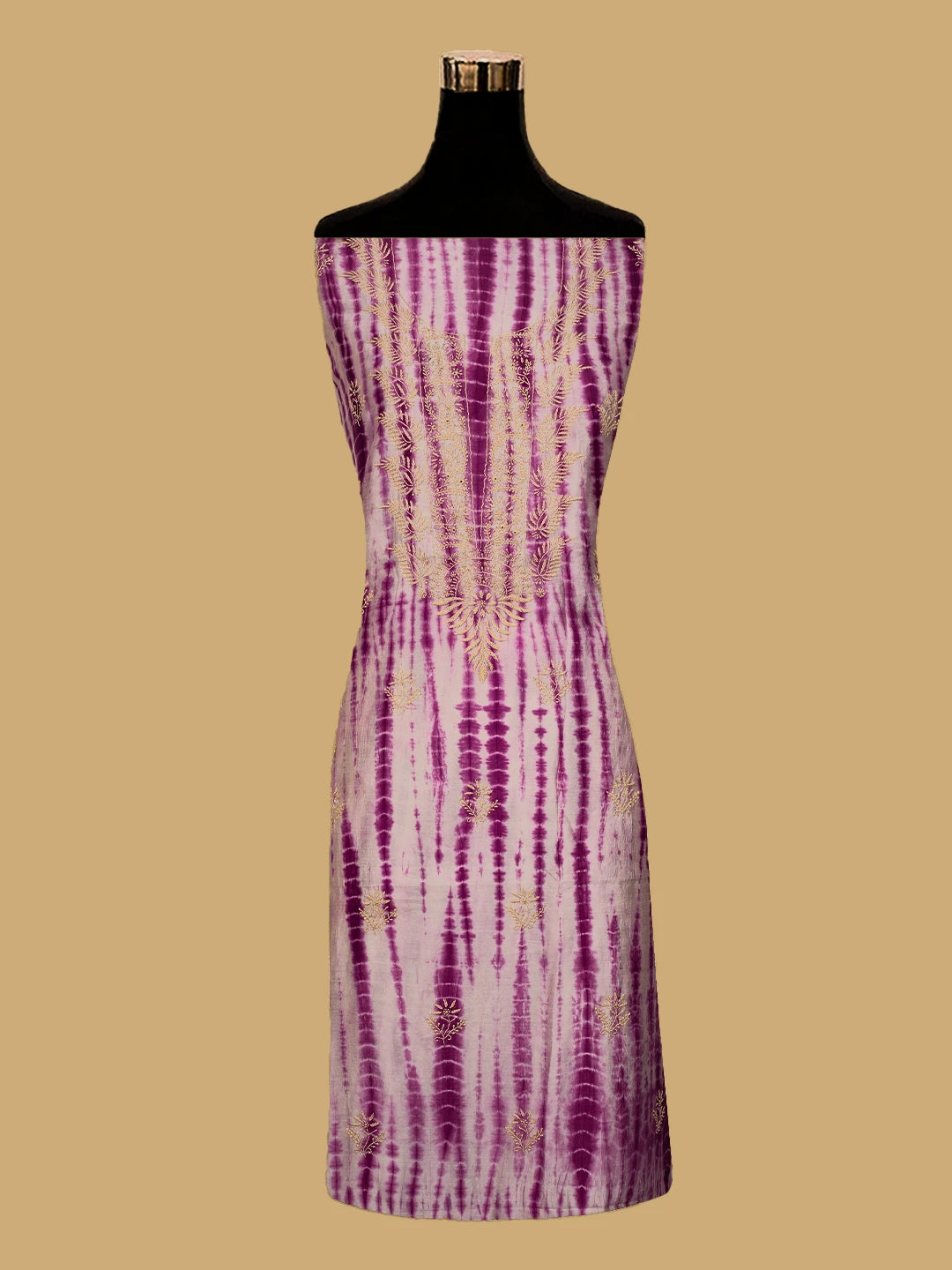 Ada Hand Embroidered Purple Silk Lucknowi Chikankari Unstitched Kurta Dupatta Set 01A665277