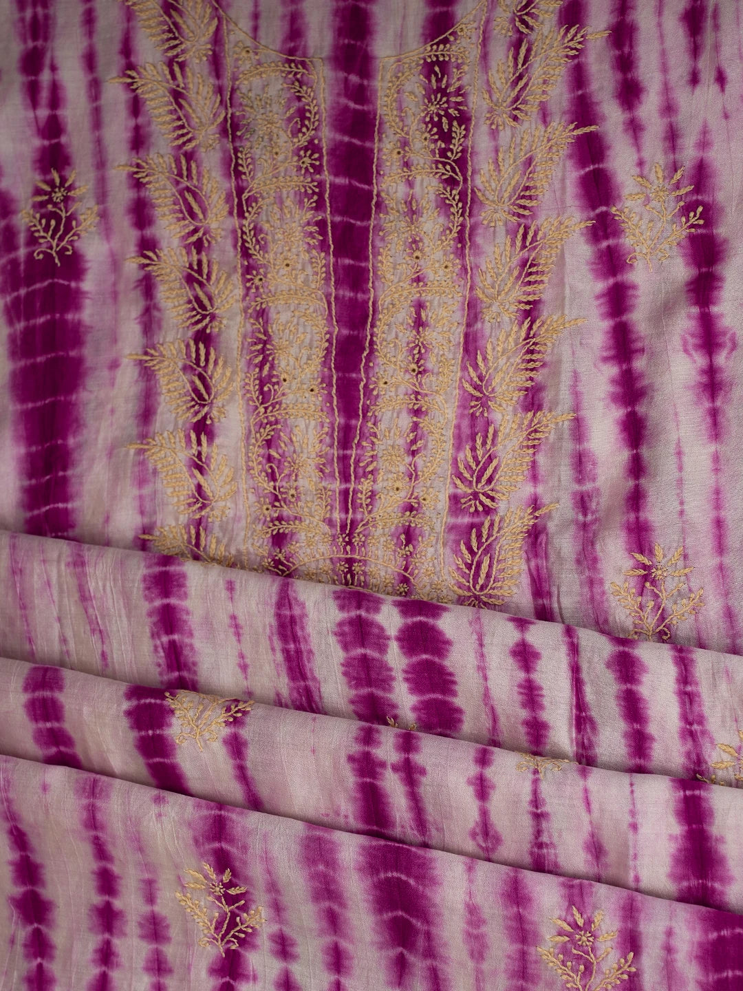 Ada Hand Embroidered Purple Silk Lucknowi Chikankari Unstitched Kurta Dupatta Set 01A665277