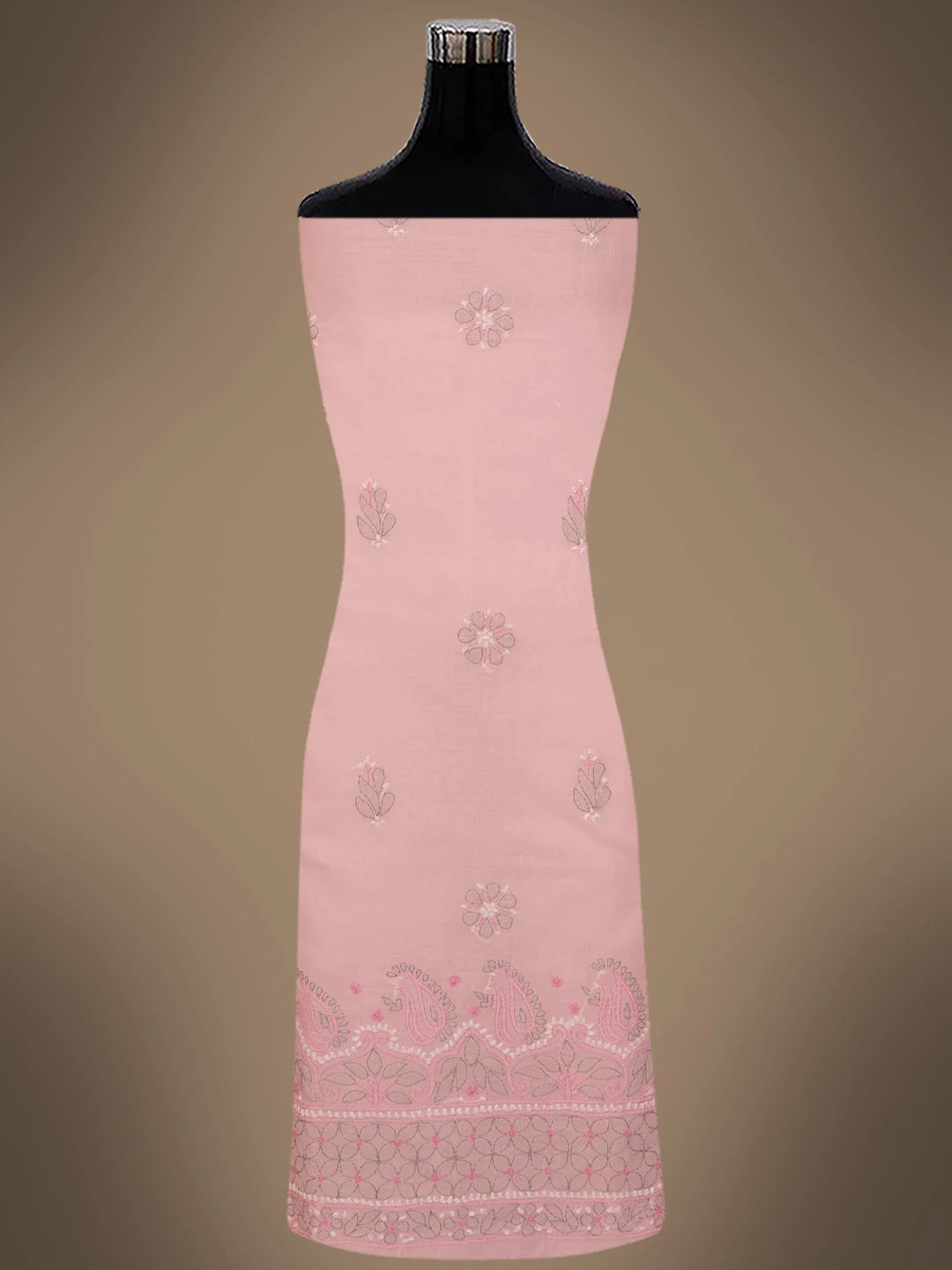 Ada Hand Embroidered Pink Cotton Lucknowi Chikankari Unstitched Suit Piece 01A724575