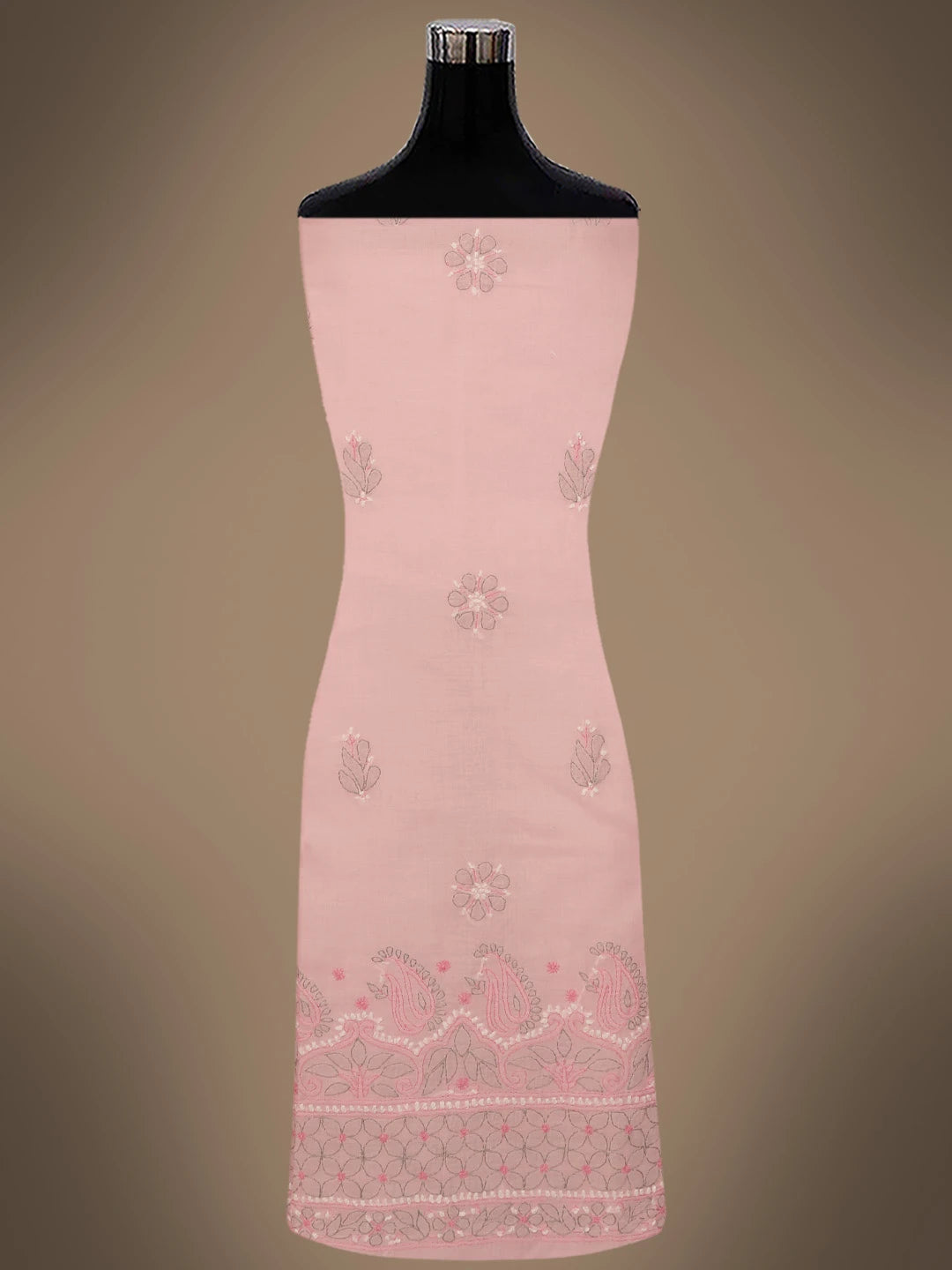 Ada Hand Embroidered Pink Cotton Lucknowi Chikankari Unstitched Suit Piece 01A724575