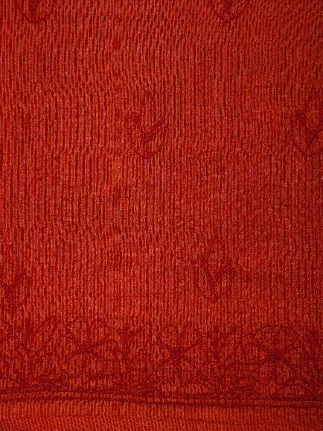 Ada Hand Embroidered Red Cotton-Silk Lucknowi Chikankari Unstitched Suit Piece 01A256997