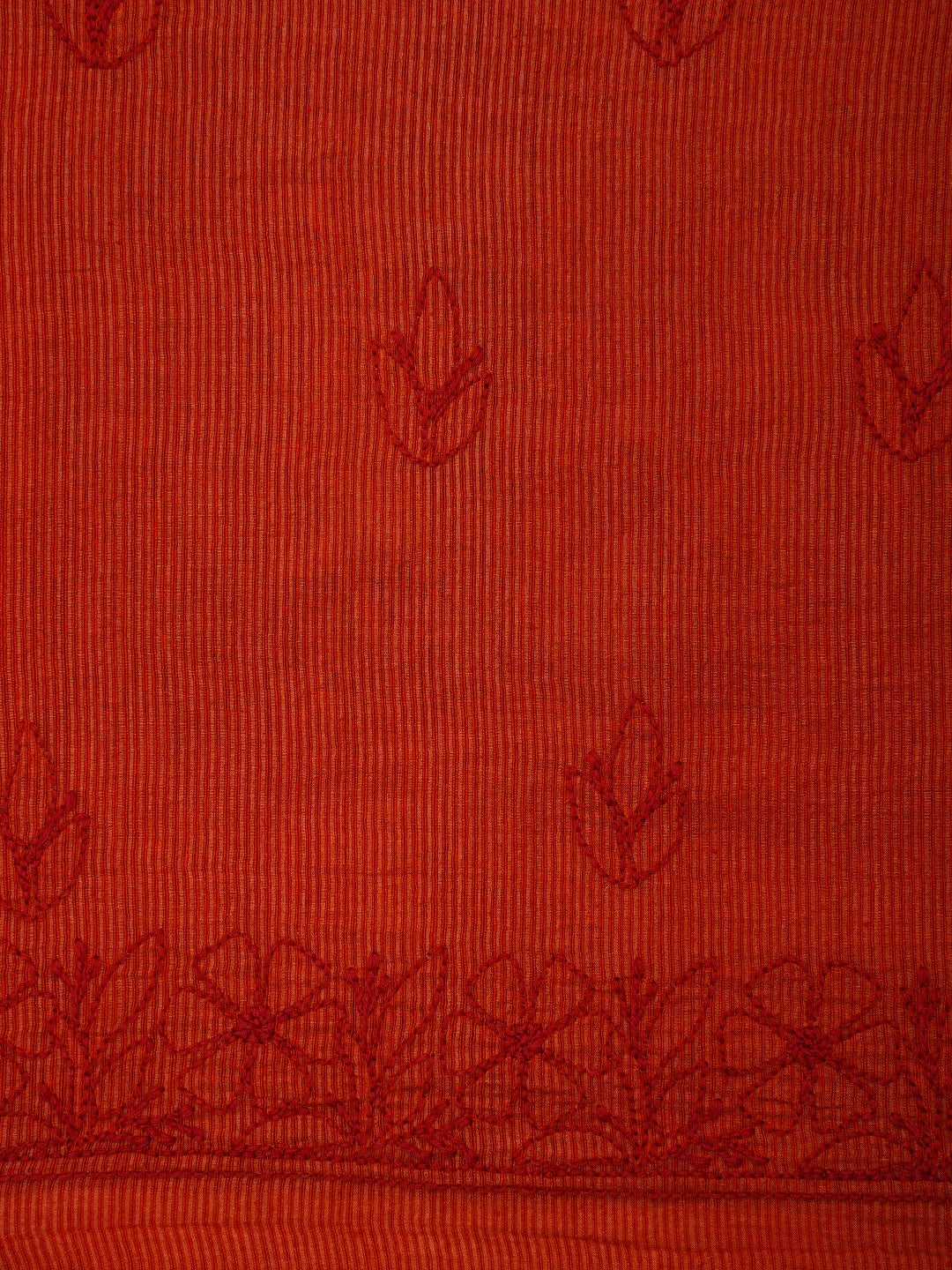 Ada Hand Embroidered Red Cotton-Silk Lucknowi Chikankari Unstitched Suit Piece 01A256997