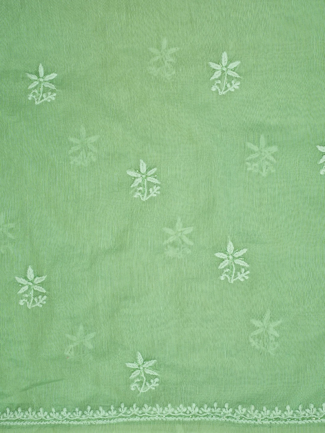 Ada Hand Embroidered Pista Green Chanderi Lucknowi Chikankari Unstitched Suit Piece With Cutdana Work 01A725387