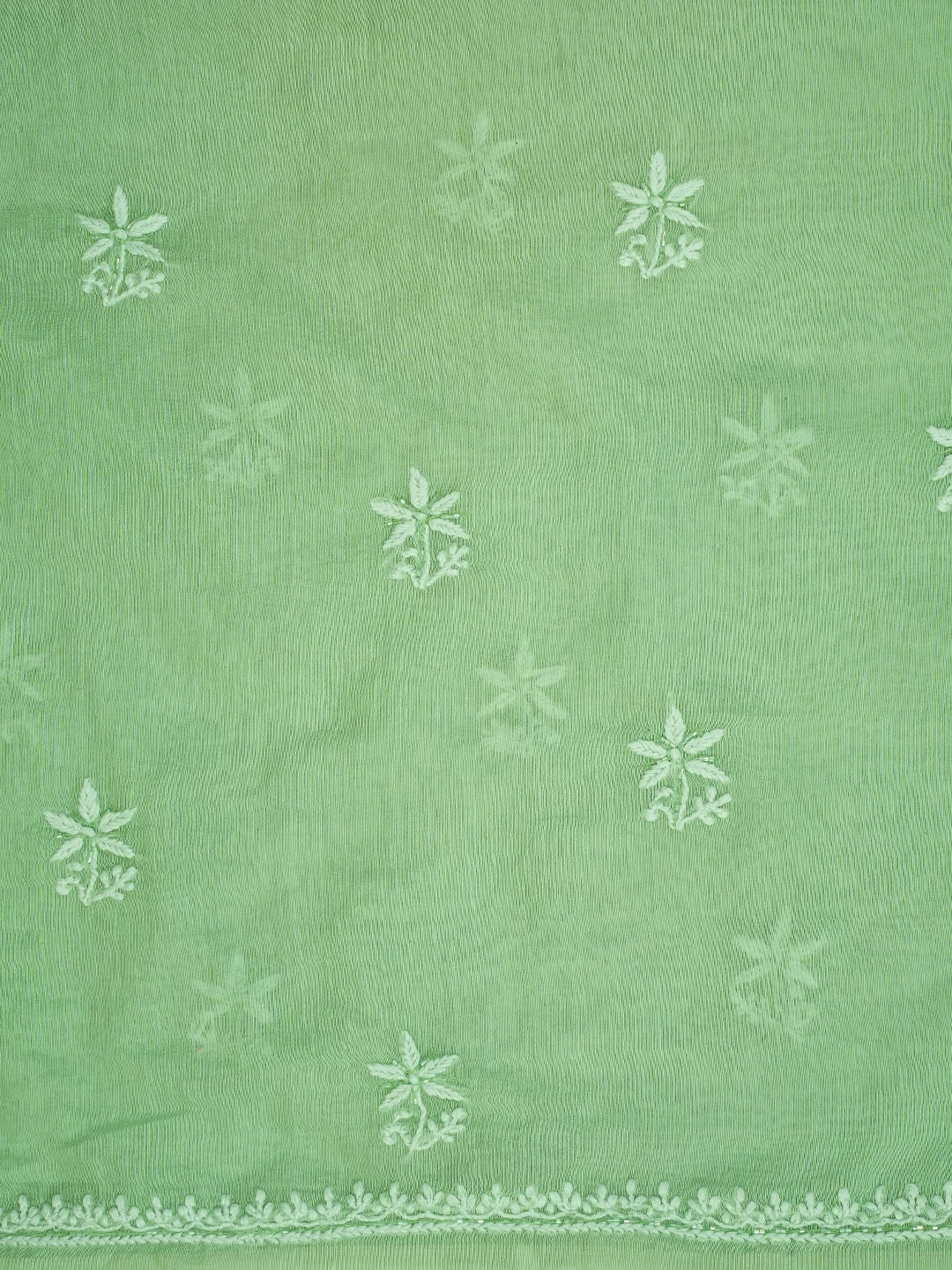 Ada Hand Embroidered Pista Green Chanderi Lucknowi Chikankari Unstitched Suit Piece With Cutdana Work 01A725387