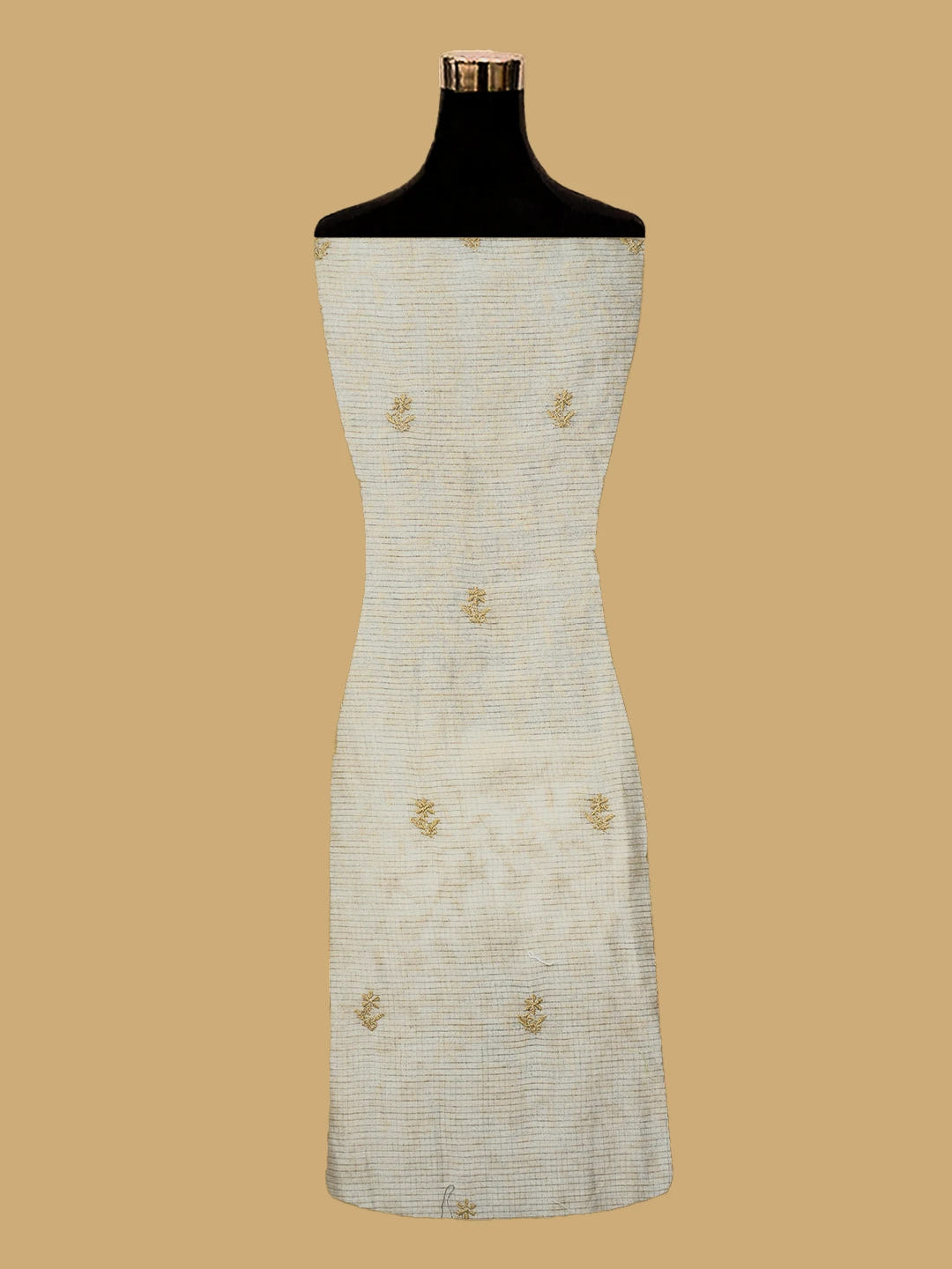 Ada Hand Embroidered Cream Chanderi Lucknowi Chikankari Unstitched Kurta Dupatta Set 01A712894