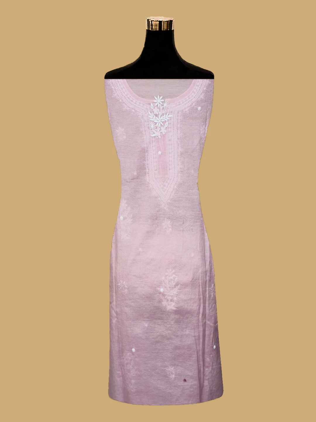 Ada Hand Embroidered Dusty Pink Chanderi Lucknowi Chikankari Semi stitched Kurta Dupatta Set 01A725761