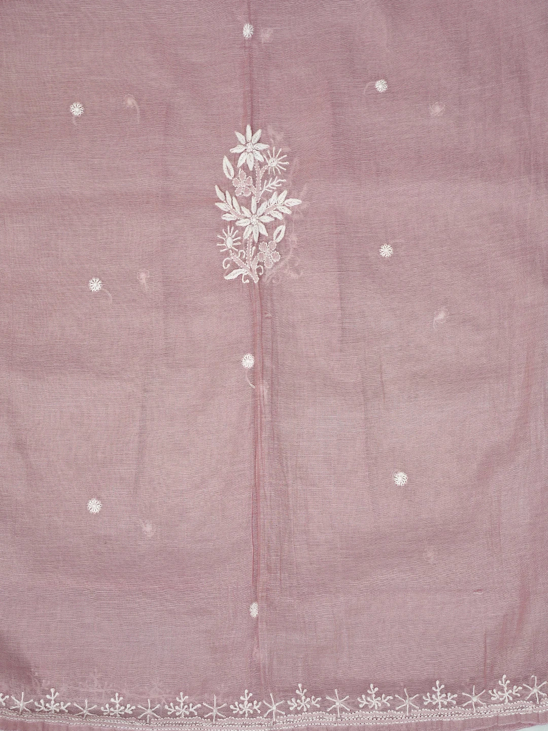 Ada Hand Embroidered Dusty Pink Chanderi Lucknowi Chikankari Semi stitched Kurta Dupatta Set 01A725761