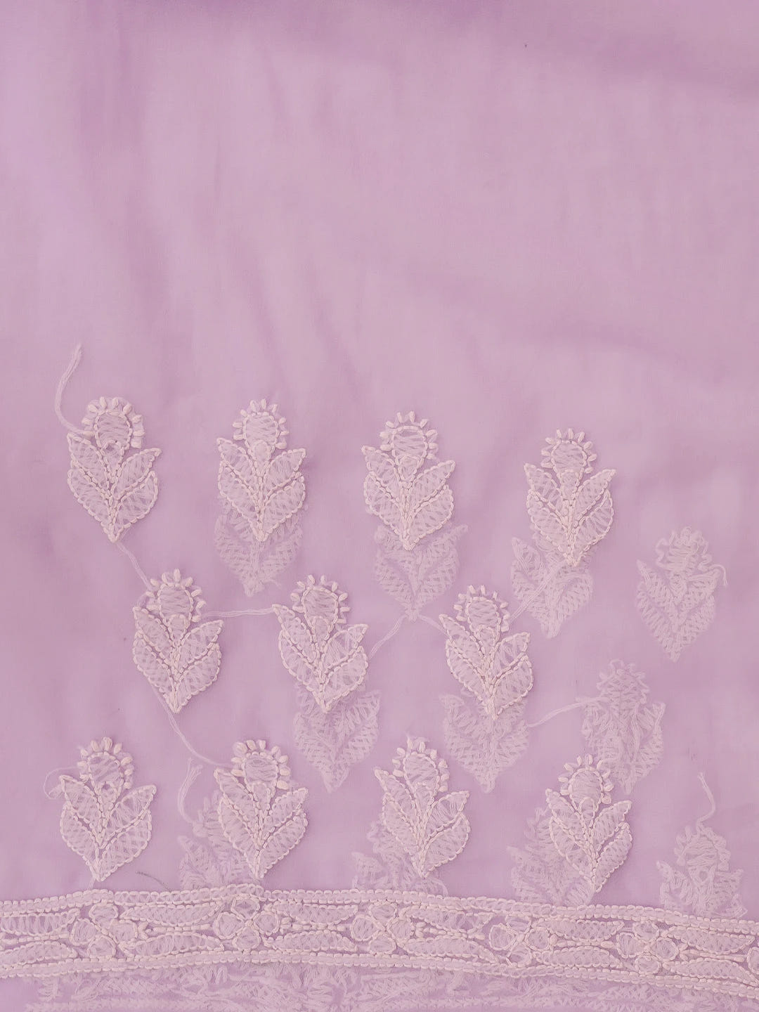 Ada Hand Embroidered Lavender Georgette Lucknowi Chikankari Saree With Blouse 01A725516