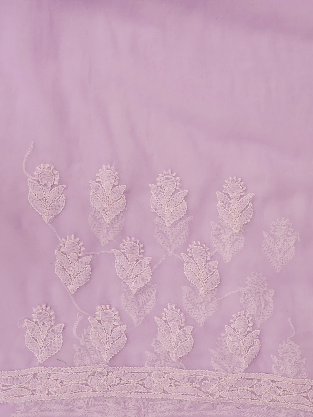 Ada Hand Embroidered Lavender Georgette Lucknowi Chikankari Saree With Blouse 01A725516