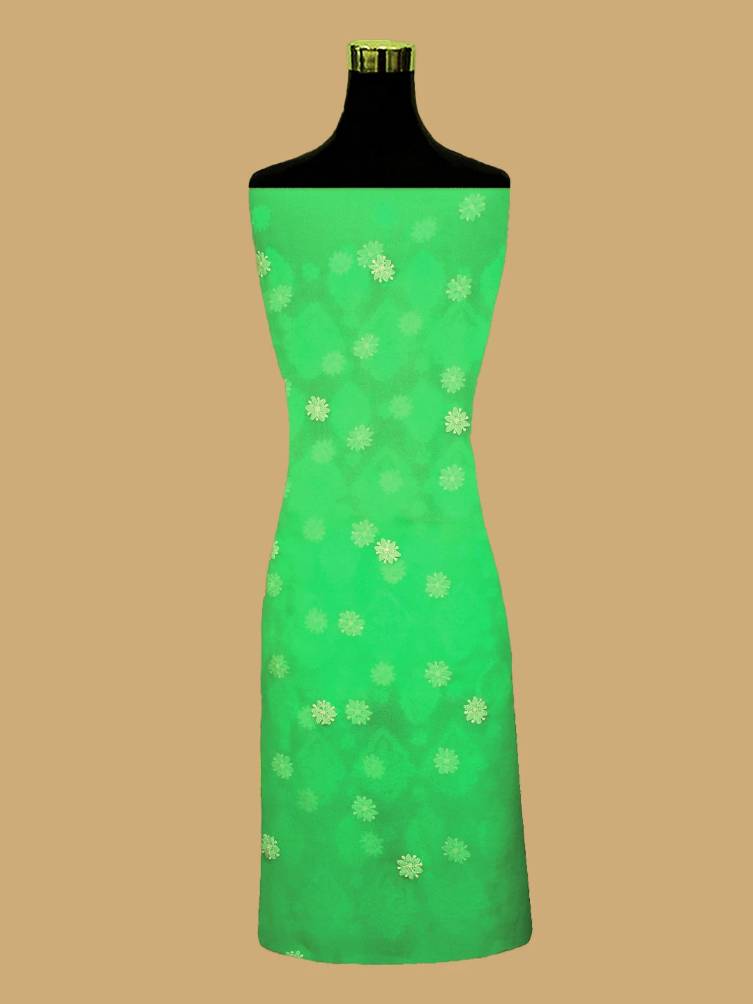 Ada Hand Embroidered Green Georgette Lucknowi Chikankari Unstitched Suit Piece 01A583202