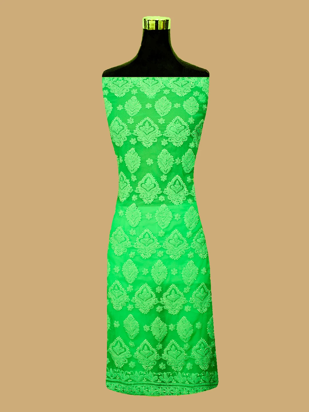 Ada Hand Embroidered Green Georgette Lucknowi Chikankari Unstitched Suit Piece 01A583202