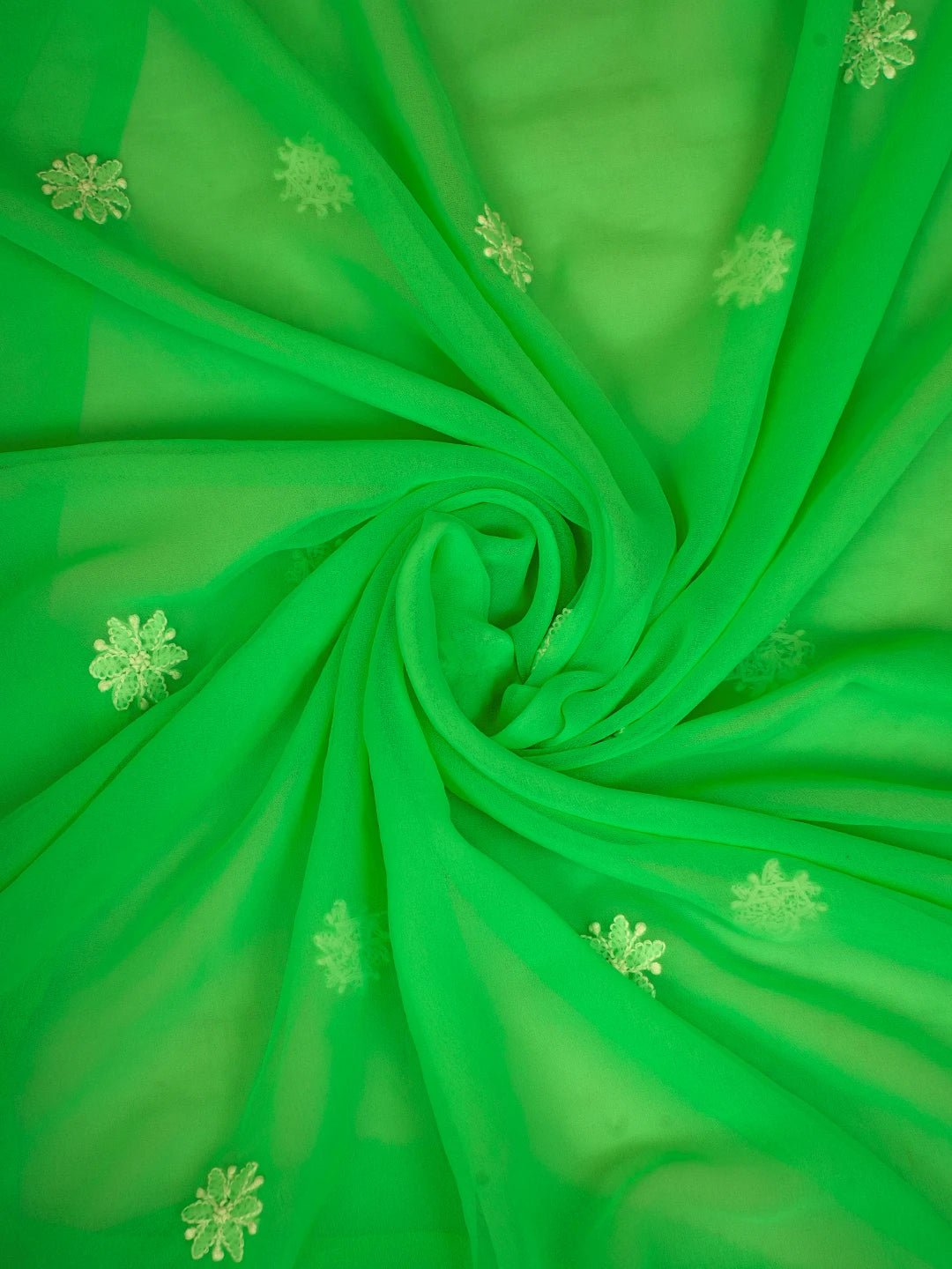 Ada Hand Embroidered Green Georgette Lucknowi Chikankari Unstitched Suit Piece 01A583202