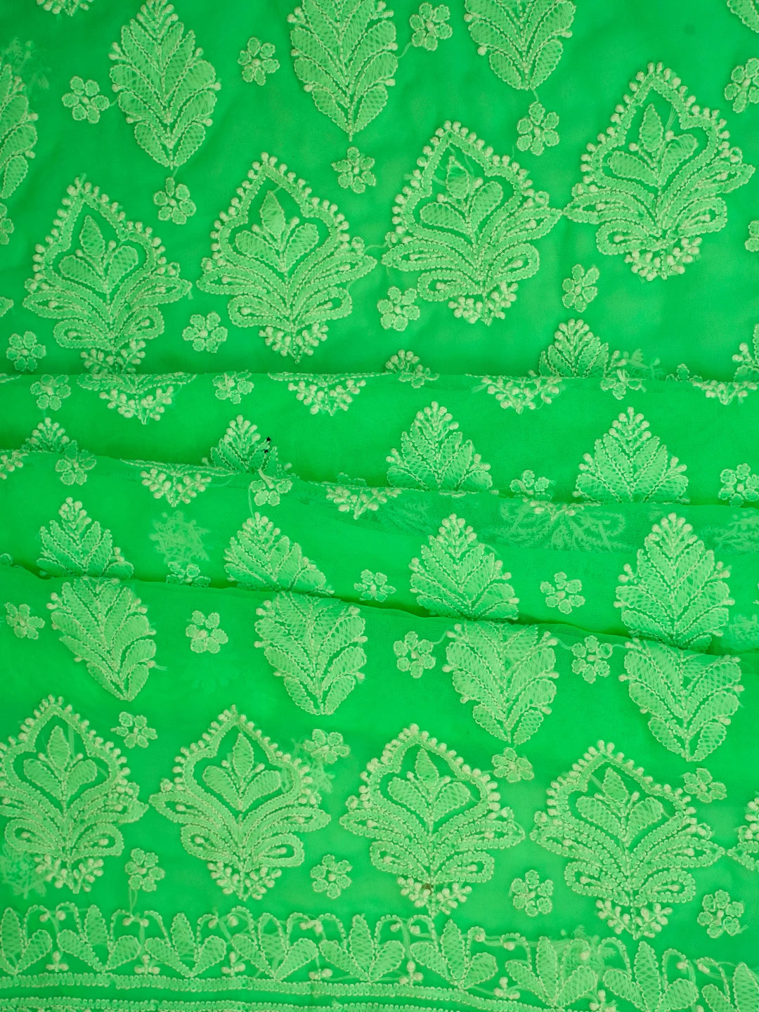 Ada Hand Embroidered Green Georgette Lucknowi Chikankari Unstitched Suit Piece 01A583202