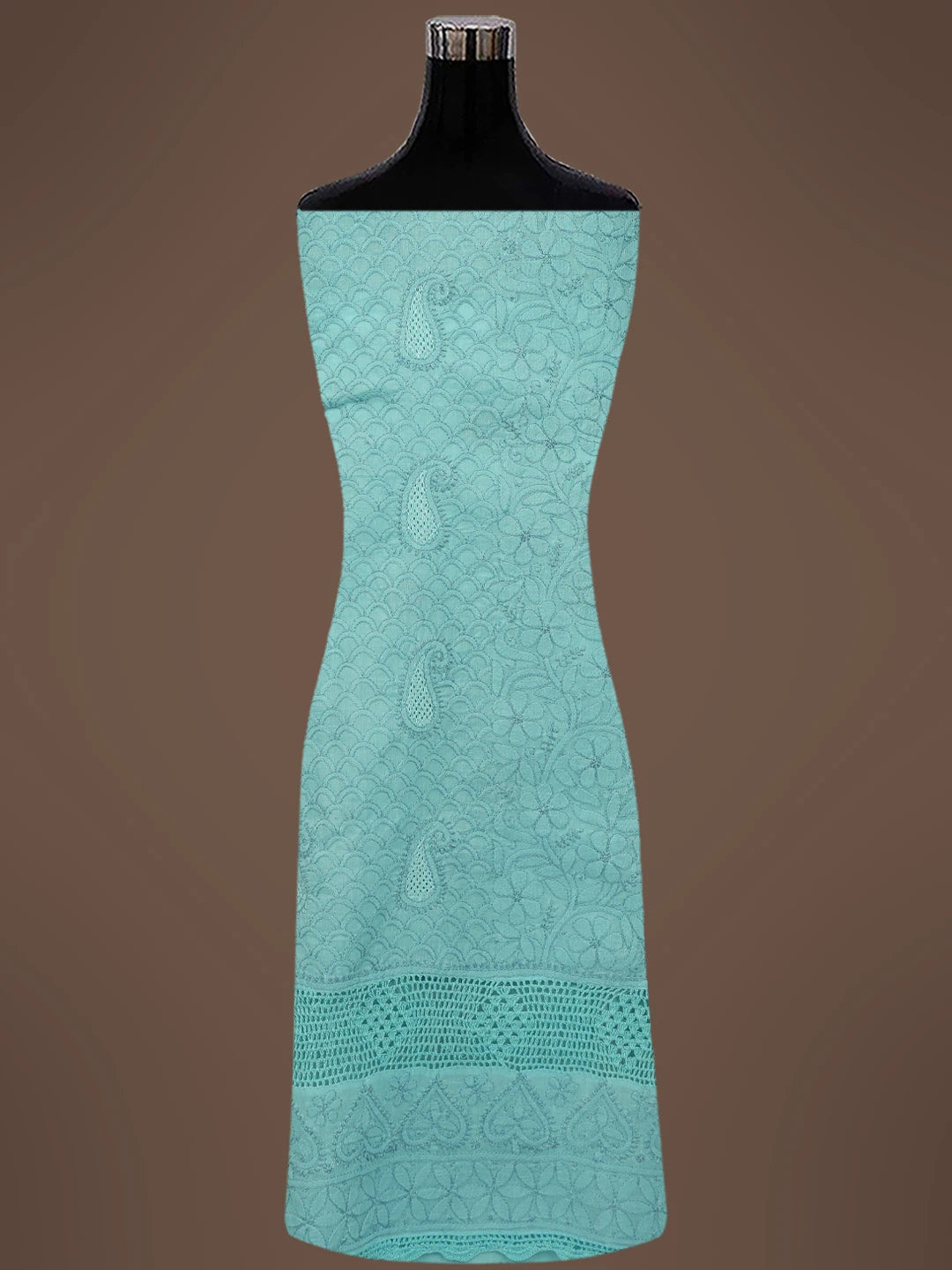 Ada Hand Embroidered Blue Cotton Lucknowi Chikankari Unstitched Suit Piece 01A692442