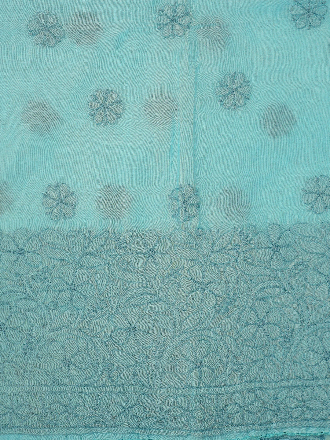 Ada Hand Embroidered Blue Cotton Lucknowi Chikankari Unstitched Suit Piece 01A692442