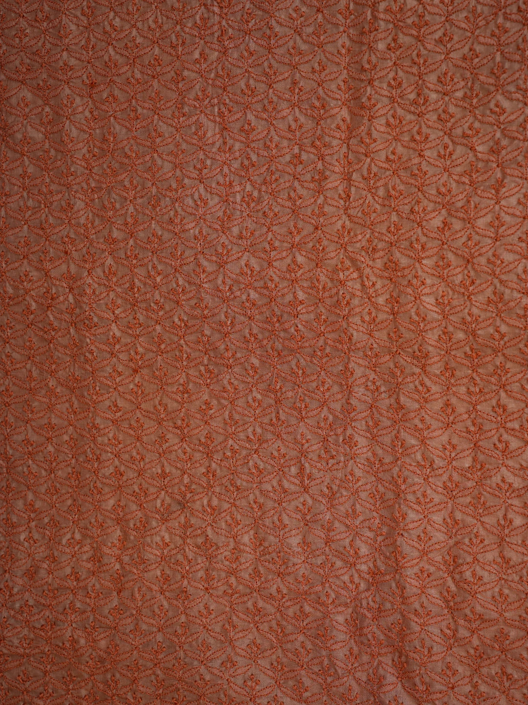 Ada Hand Embroidered Coral Peach Silk Lucknowi Chikankari Unstitched Men's Kurta Piece 01A722180