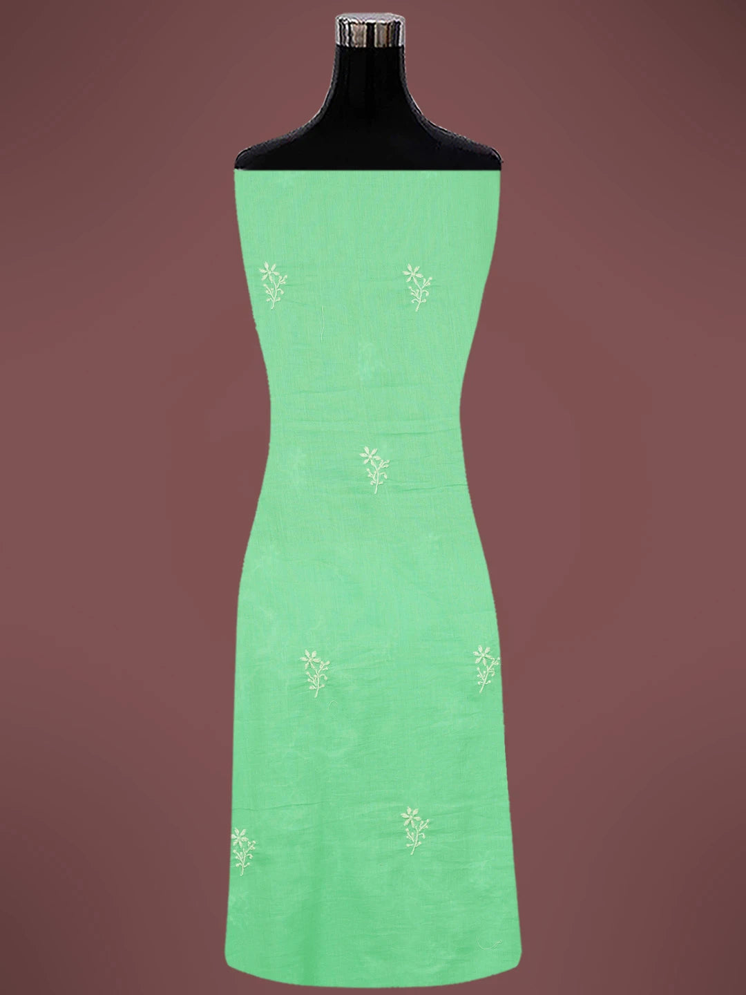 Ada Hand Embroidered Seafoam Green Cotton Lucknowi Chikankari Unstitched Kurta Dupatta Set 01A728042