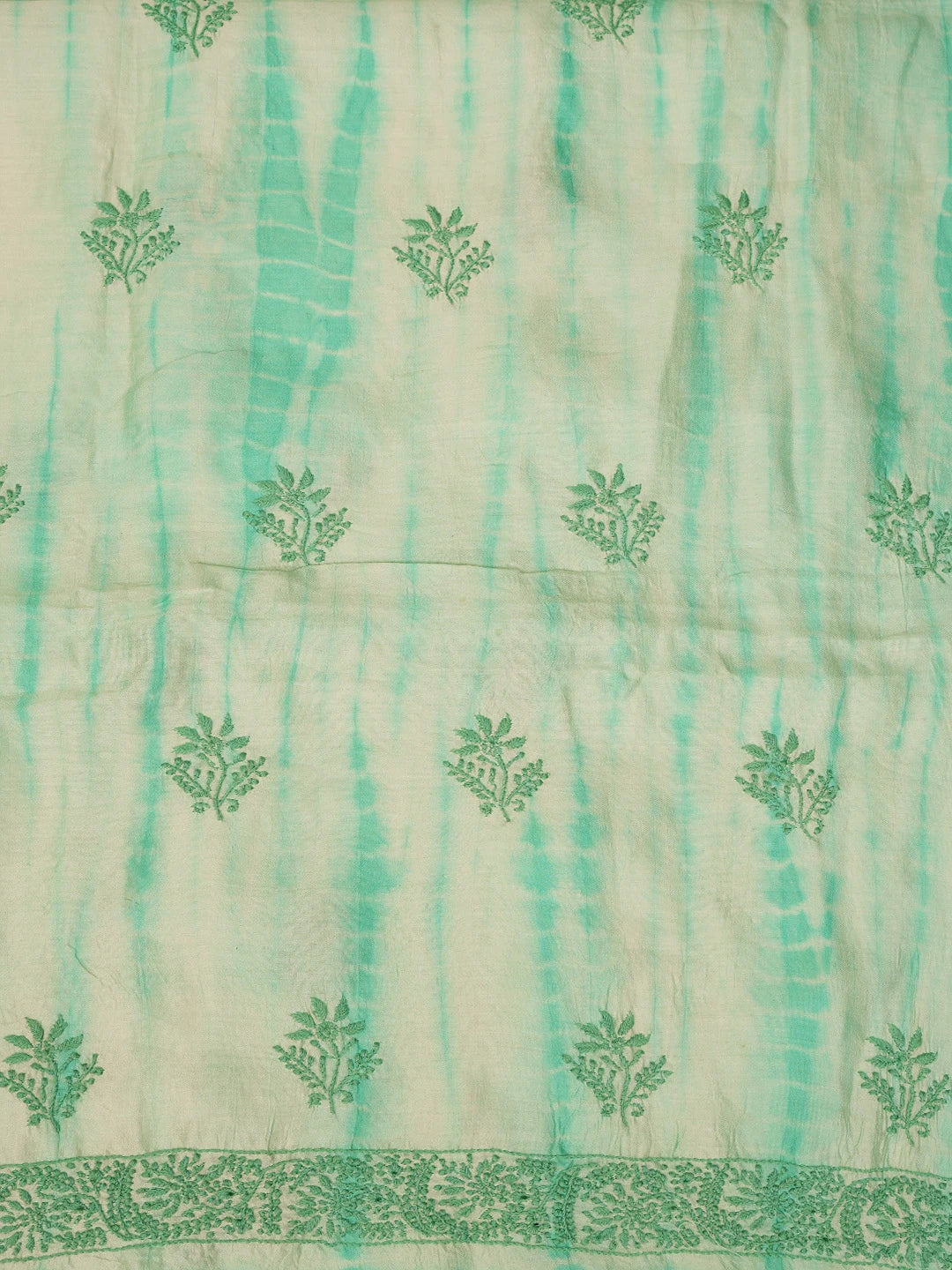Ada Hand Embroidered Sea Green Silk Lucknowi Chikankari Unstitched Kurta Dupatta Set 01A728057