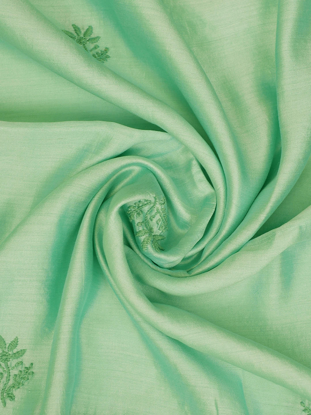 Ada Hand Embroidered Sea Green Silk Lucknowi Chikankari Unstitched Kurta Dupatta Set 01A728057