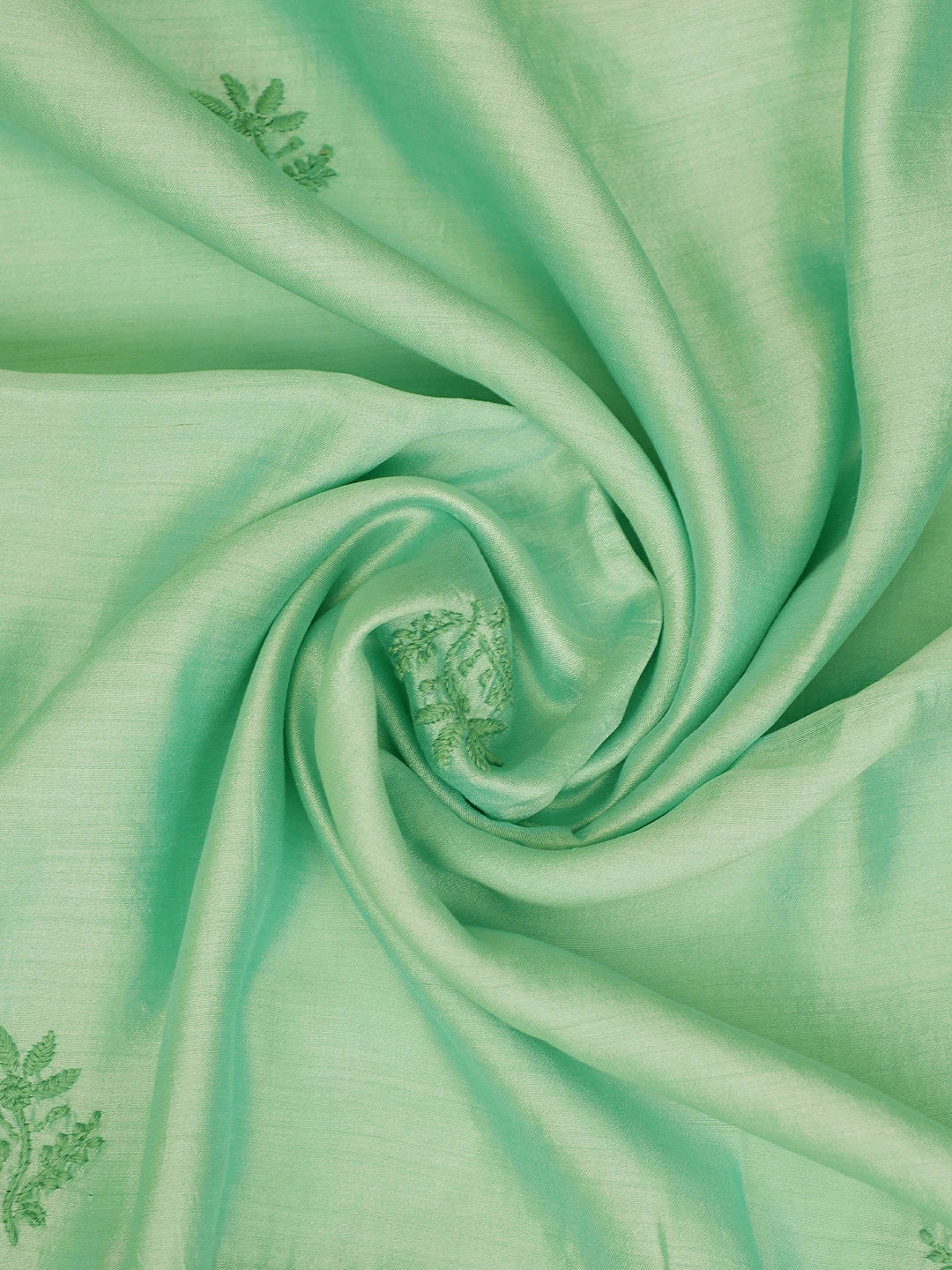 Ada Hand Embroidered Sea Green Silk Lucknowi Chikankari Unstitched Kurta Dupatta Set 01A728057