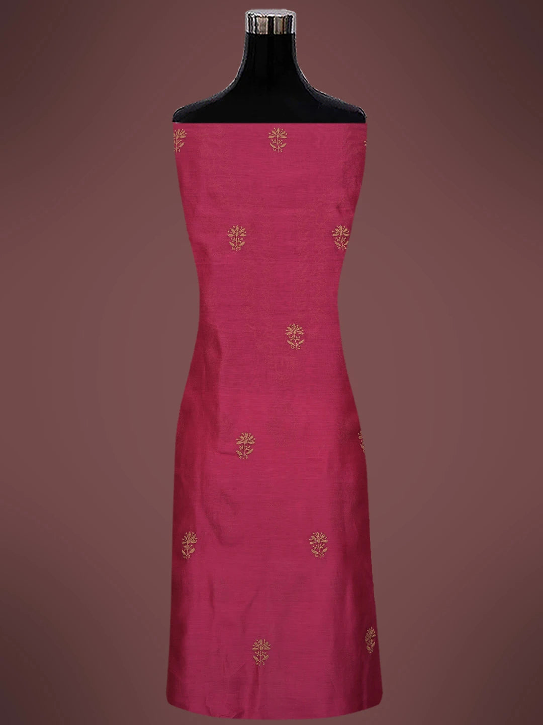 Ada Hand Embroidered Magenta Chanderi Lucknowi Chikankari Unstitched Kurta Dupatta Set 01A702256